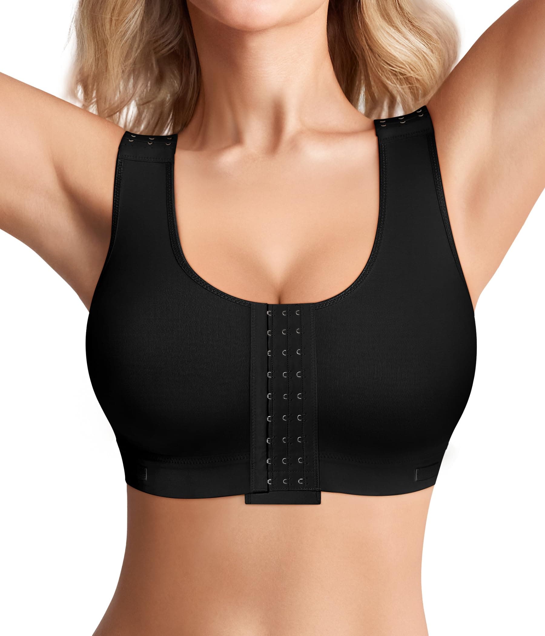 BRABIC Women Front Closure Post Surgery Compression Everyday Bras for Mastectomy Support with Adjustable Straps Wirefree