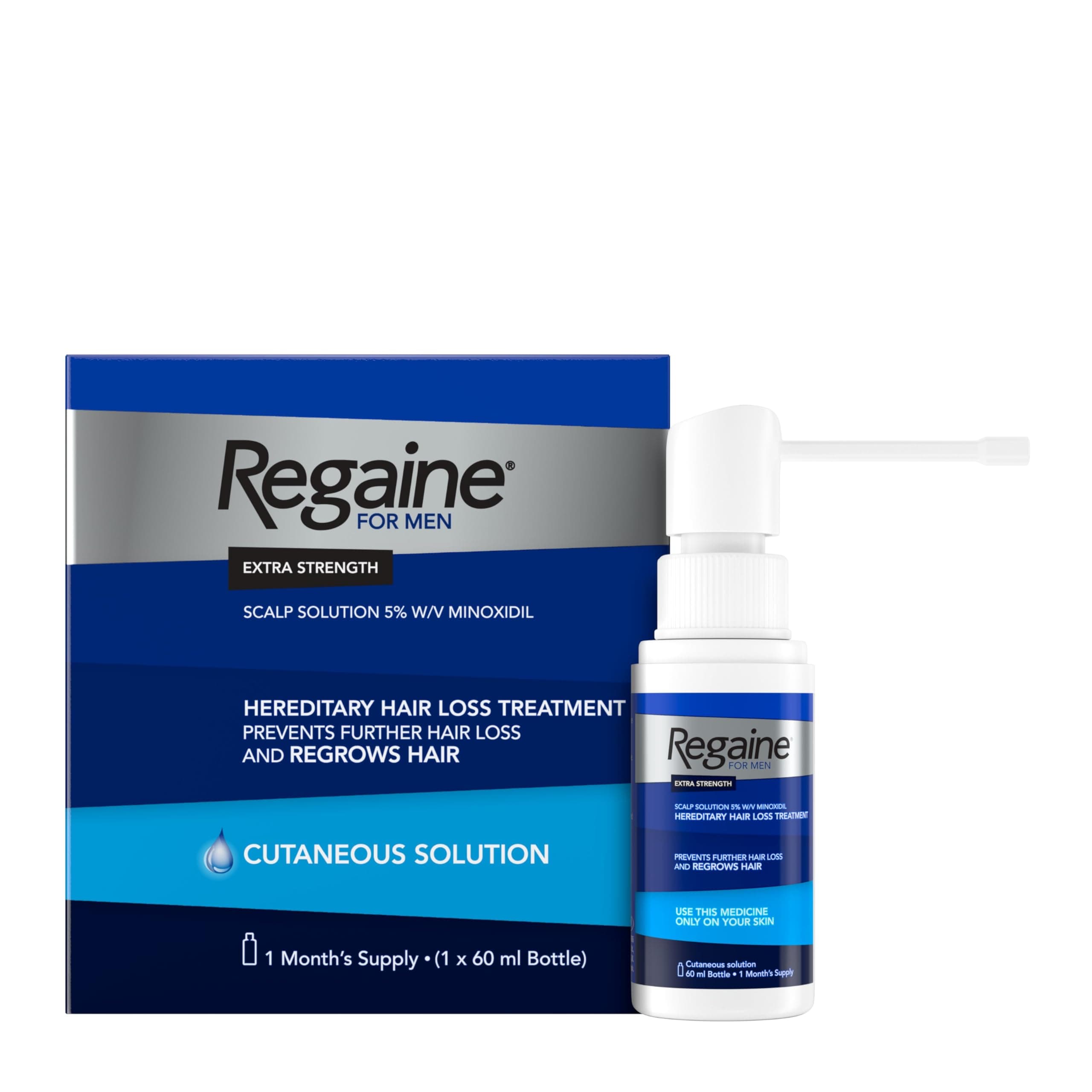 for Men 5% Minoxidil Extra Strength Scalp Solution for Hair Regrowth (1x 60ml), Scientifically Proven to Help Stop and Reverse Hereditary Hair Loss, Revitalise Hair Follicles