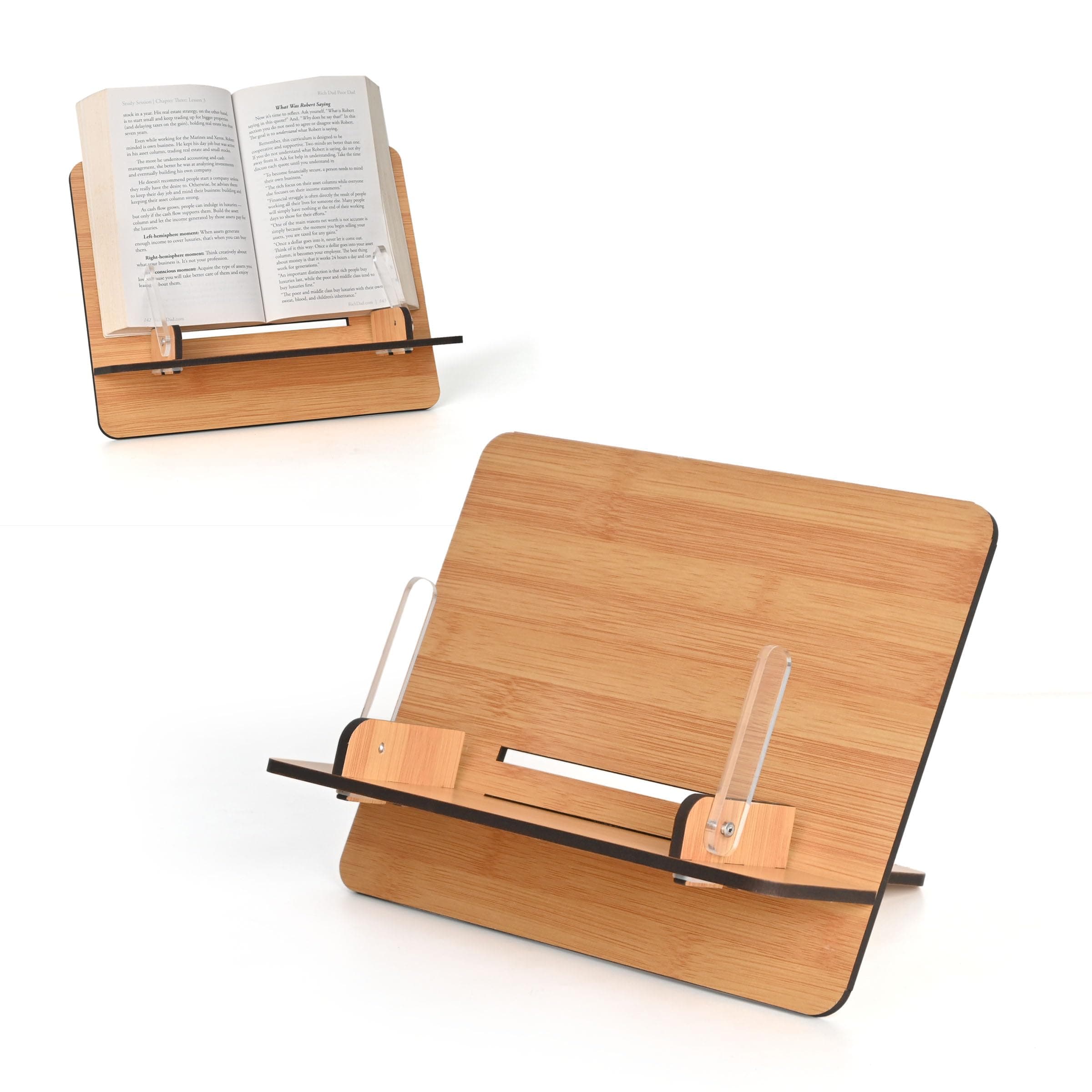 GKD Book Reading Stand Desk Accessories for Adjustable Reading Angles Compatible with All Size Books, Tablet and Mobile All in one Book Holder for Reading (Made in India Eco Friendly) Bamboo