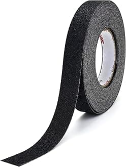 S&X Anti Slip Tape 1 Inch x 60 FT Roll, Black, Grit 60, Extended Length Non-Slip Skid Grip Tape for Outdoor Stair Treads, Wooden Steps & Exterior Grips – Waterproof, Long-Lasting Tread Strips