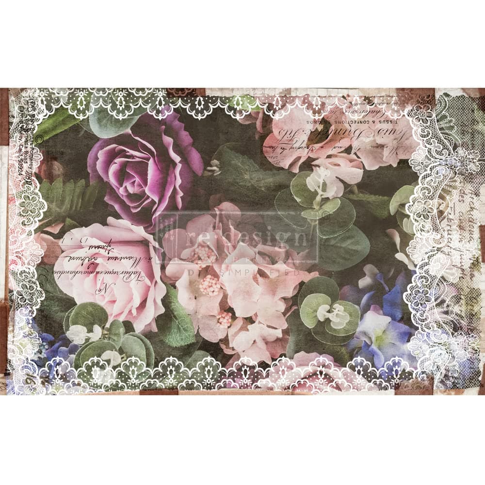 Prima Re-Design Decoupage Decor Tissue Paper 19"X30" 2/Pkg-Dark Lace Floral