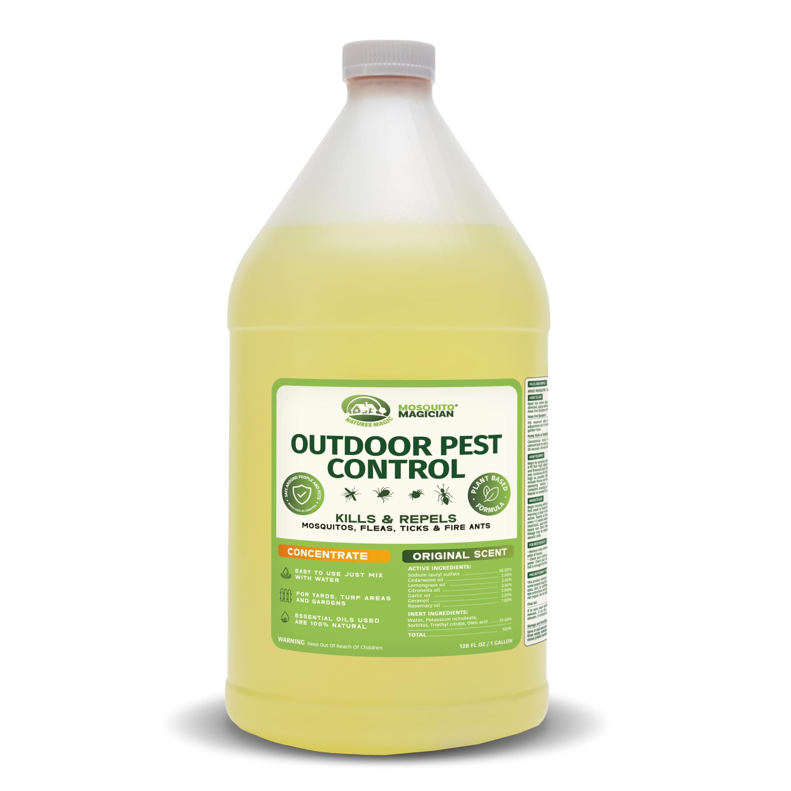 Liquid Concentrate - Kills Mosquitoes, Fleas, and Fire Ants - Use with Pump or Backpack Sprayers, Foggers, or Automatic Misting Machines - Ideal for Yards, Lawns, Patios - 1 Gallon