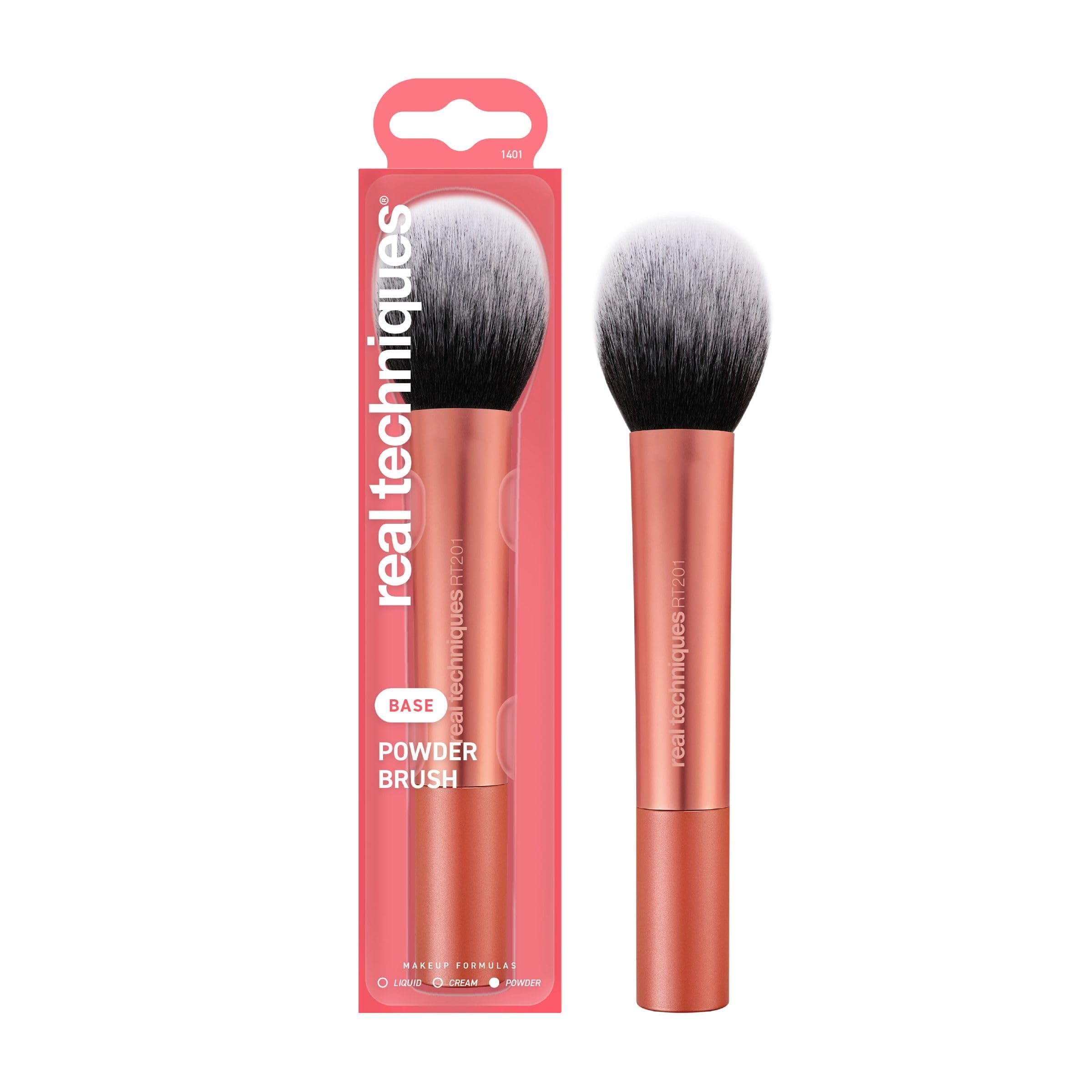 Real Techniques Ultra Plush Powder Makeup Brush, For Setting Powder, Bronzer, & Blush, Sheer, Buildable Coverage, Large, Fluffy Powder Brush, Vegan, Cruelty-Free & Synthetic Bristles, 1 Count