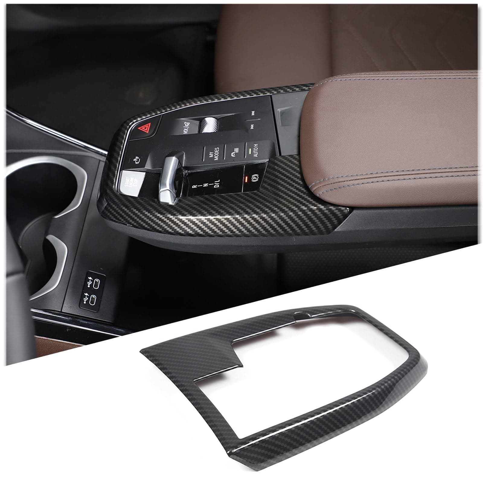ABS Carbon Fiber Car Center Console Shift Gear Panel Frame Cover Trim Sticker For B-M-W X1 IX1 U10 U11 2023-2024 Interior Accessories