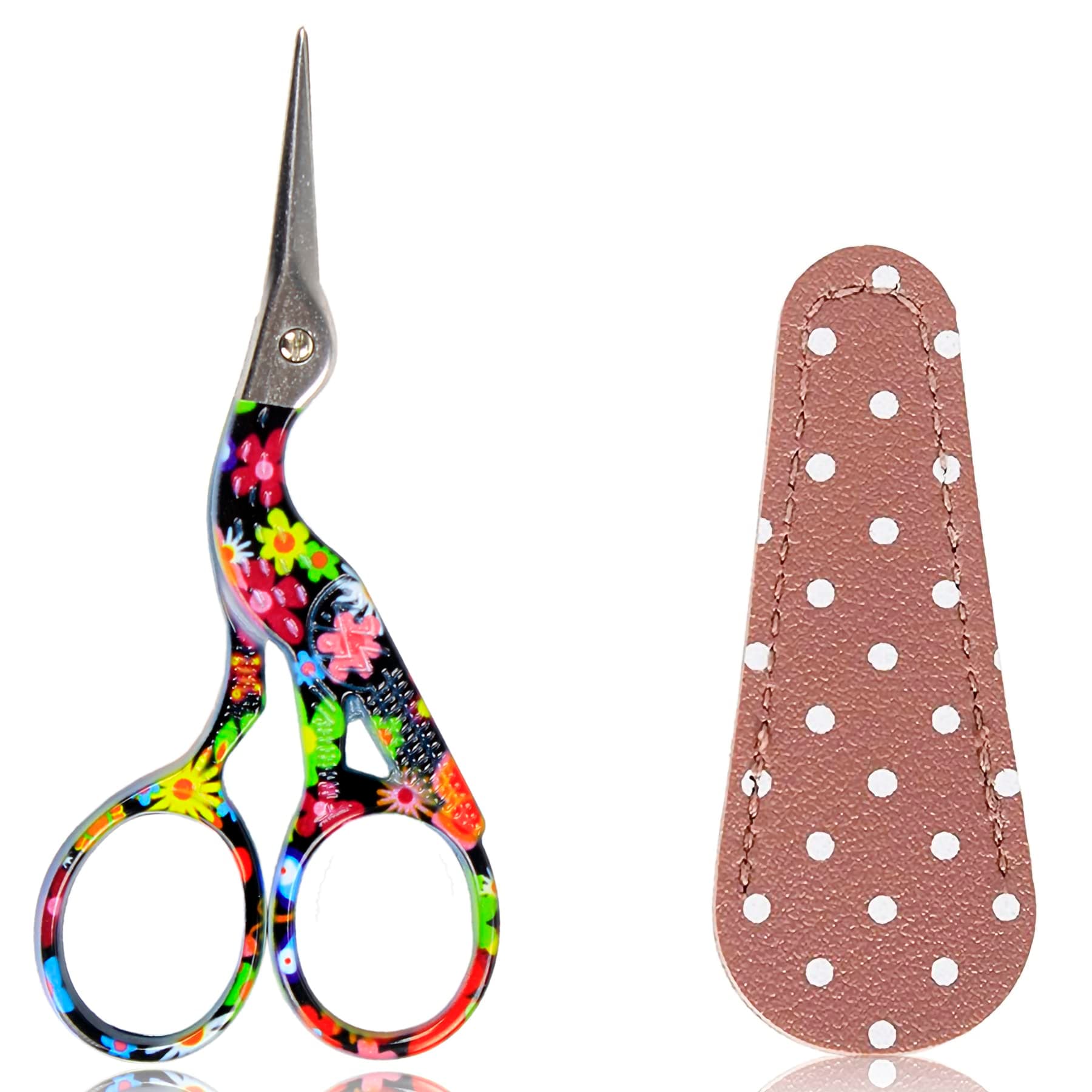 BIHRTC 3.6inch Bird Sewing Embroidery Scissors with Case Small Stainless Steel Sharp Pointed Tip Scissors for Household Office Home Needlework DIY Art Handcraft Tool
