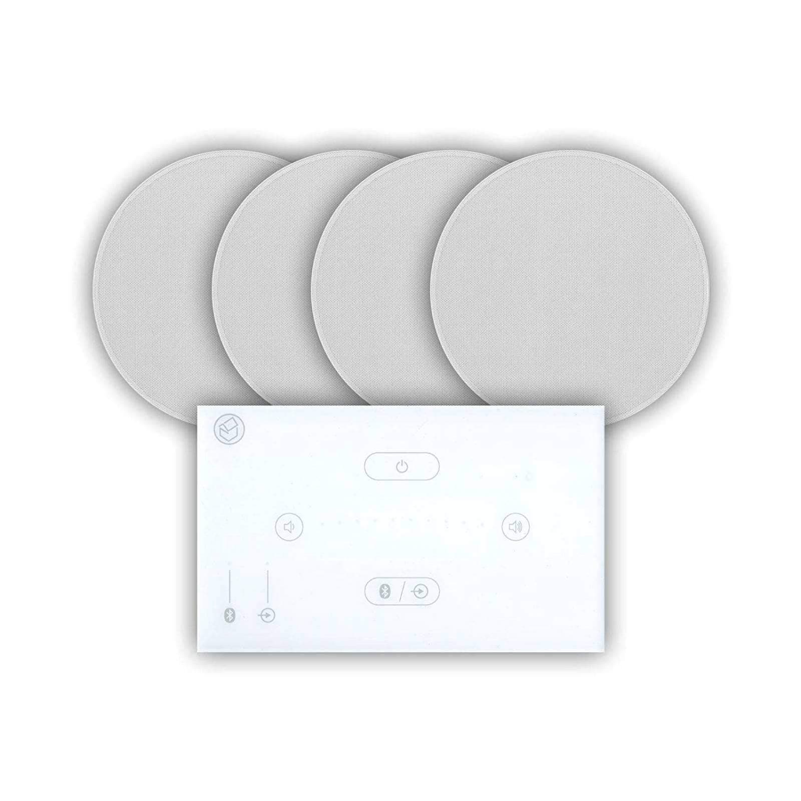 E50 Built-In Bluetooth Amplifier Hi-Fi Speaker System (White) & 6.5" Ceiling Speakers (2 Pair 6.5" Qi65CB Ceiling Speakers)