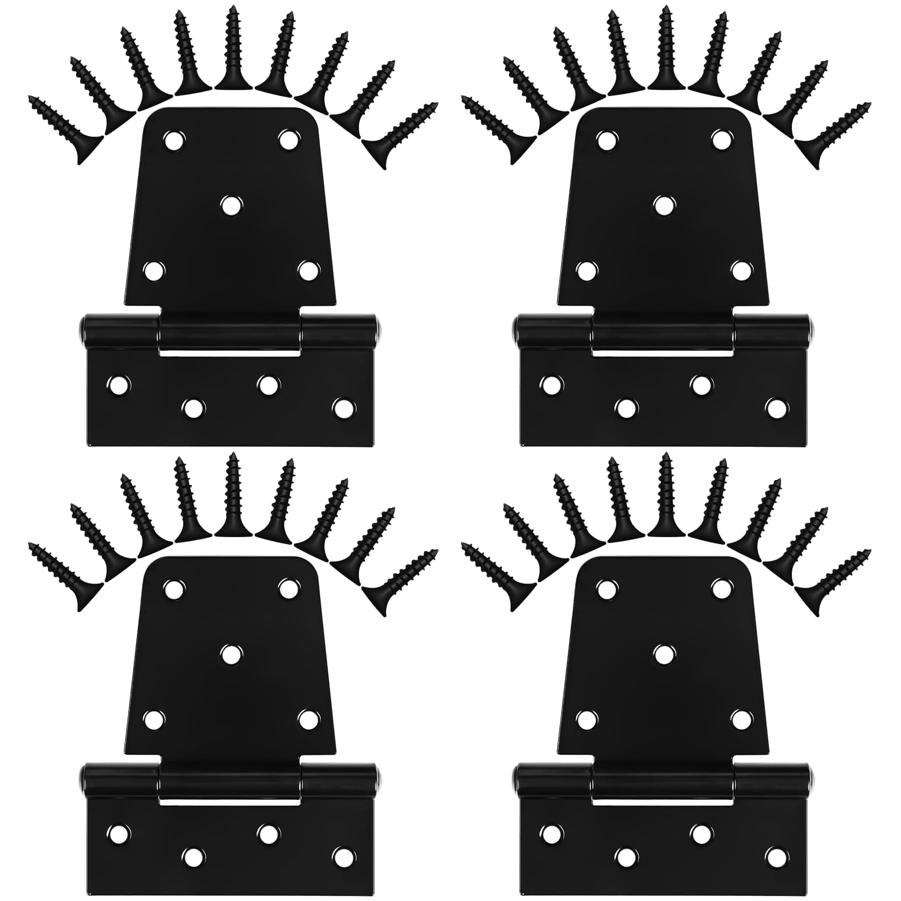 Heavy Duty Gate Hinges 3.5 inch 4 Pack Extra Thick Industrial T Hinges Barn Door Hinges Shed Door Hinges for Large Wooden Gates Wood Fence Outdoor - Black Iron Finish (Screws Included)