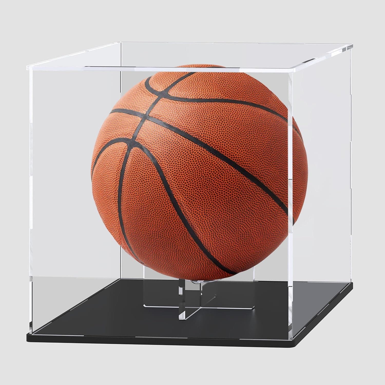 Basketball Display Case with Ball Holder, Clear Display Box for Full Size Basketball, Sports Memorabilia Showcase