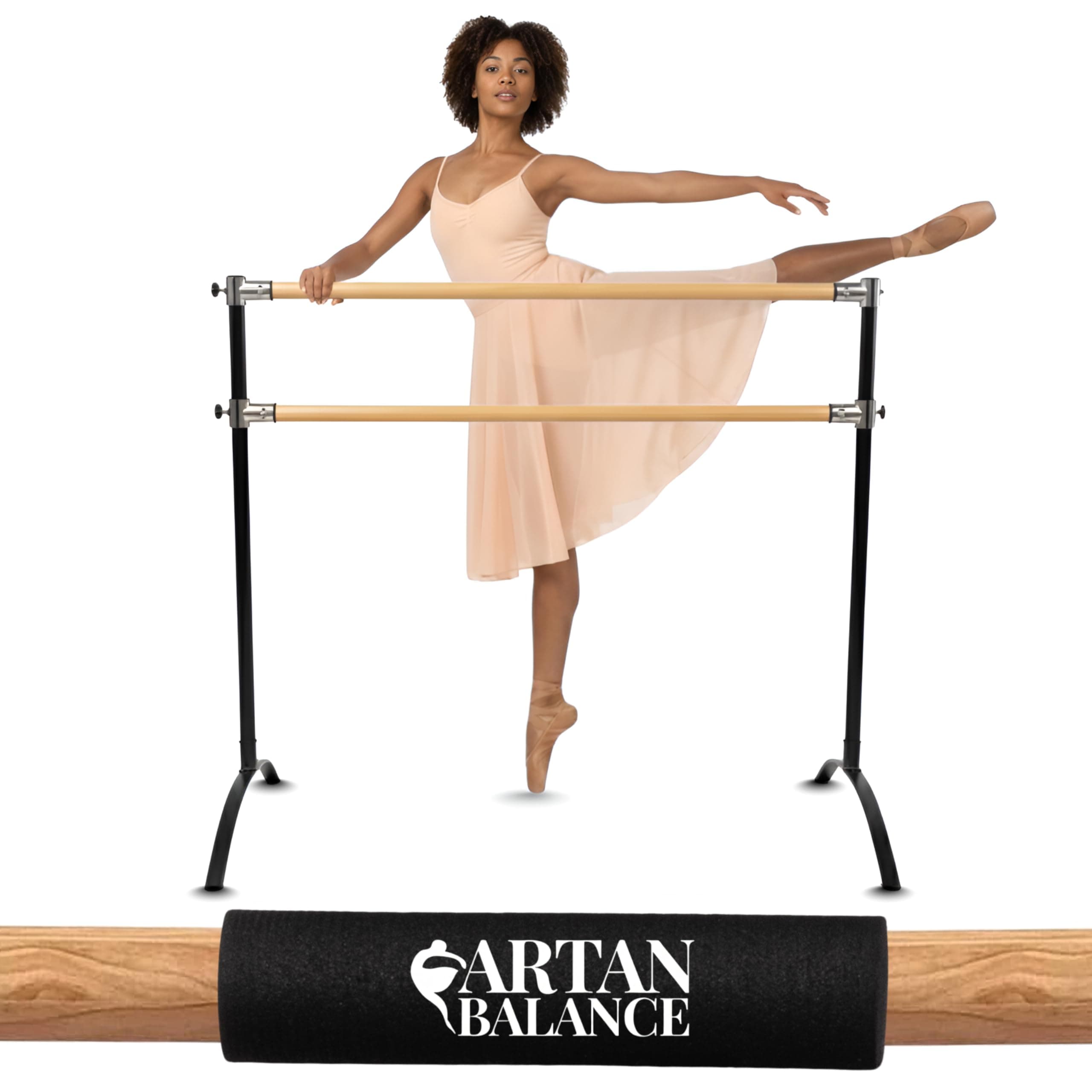 Portable Ballet Barre, Freestanding Height-Adjustable Bar for Home or Studio, Single or Double, Kids and Adults