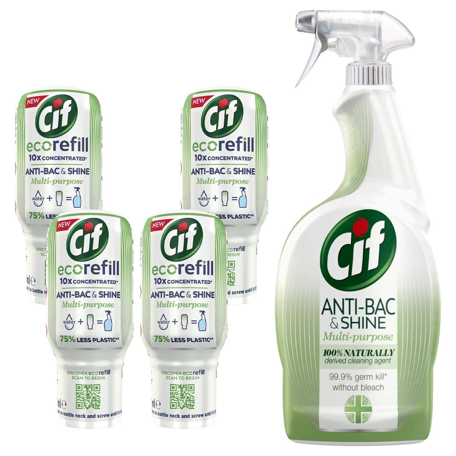 Cif Antibac Spray & Cif Refills Bundle (4x Ecorefill and 1x Refill)