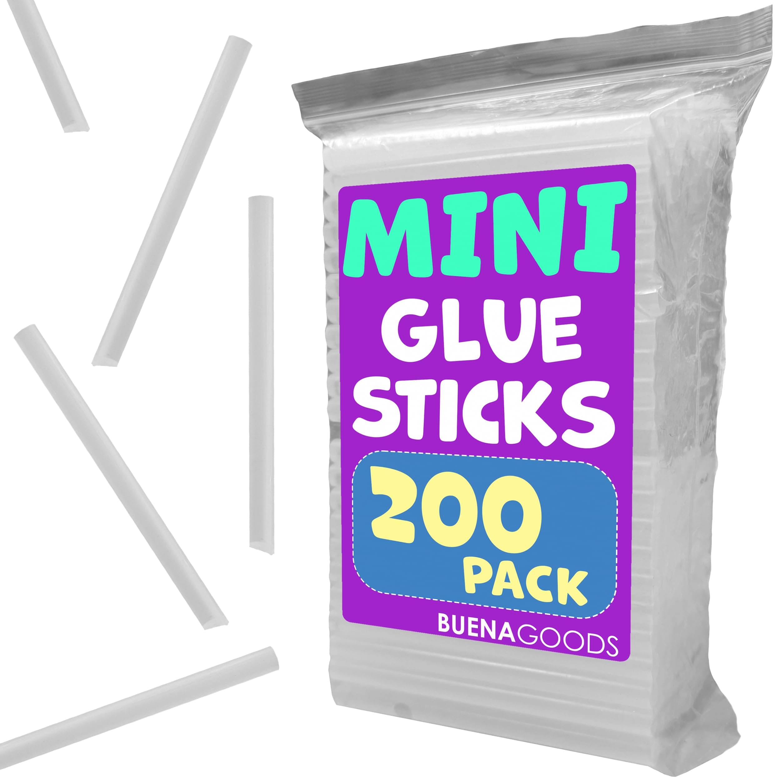 200 Pack Mini Hot Glue Sticks for Mini Hot Glue Guns - 4" x 0.27" - Bond and Craft on Metal, Paper, Glass, Wood, and More - Quick Drying and Transparent Sticks Bulk