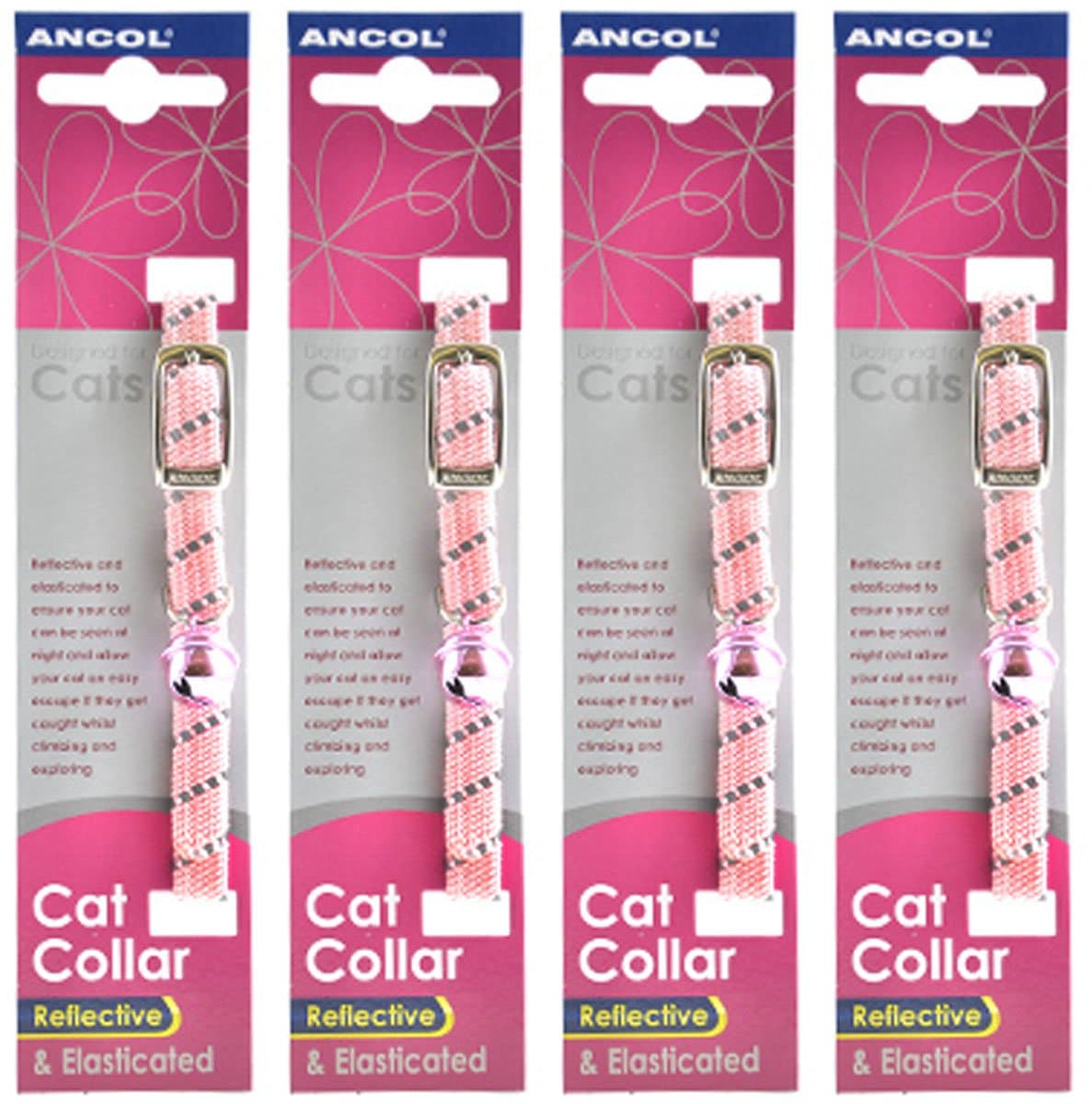 4 Units Saver Pack - Ancol - Reflective Softweave Cat Collar Pink
