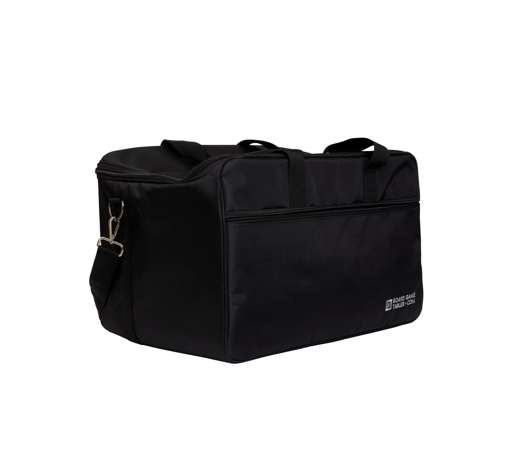 Board Game Bag - Fits 7 Standard Boxes - Carry With Backpack/Shoulder Strap/Luggage Slip - Padded For Protection - Duffle Bag For Travel Or Game Night - Pocket For DND Accessories (Carbon Fiber Black)