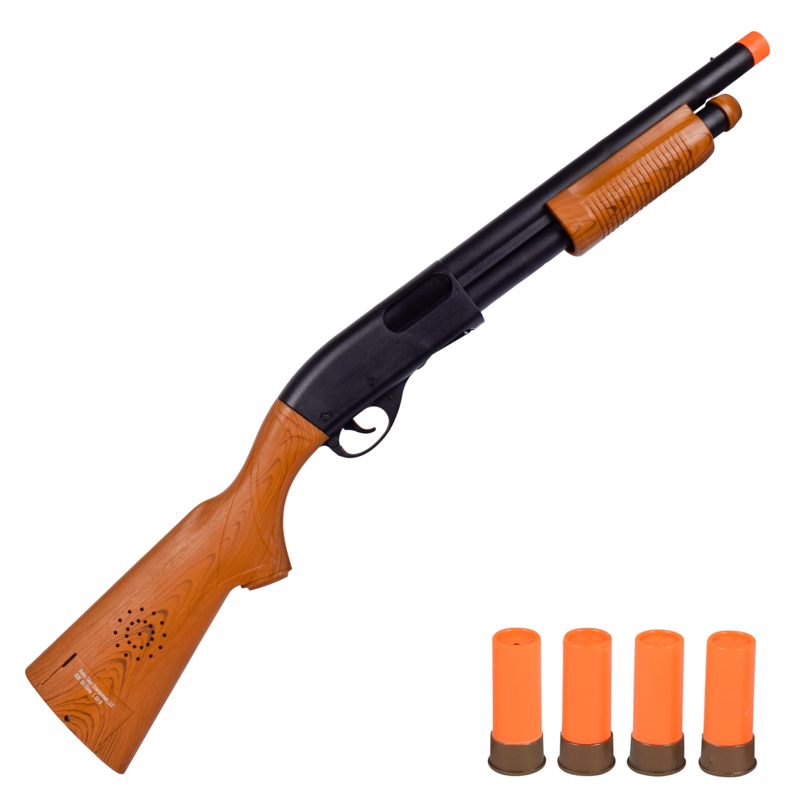 Sunny Days Entertainment Pump Action Blaster – with Realistic Sounds and Ejecting Play Shells | Hunting Role Play Toy | Cowboy Costume for Kids – Maxx Action, Wood Grain