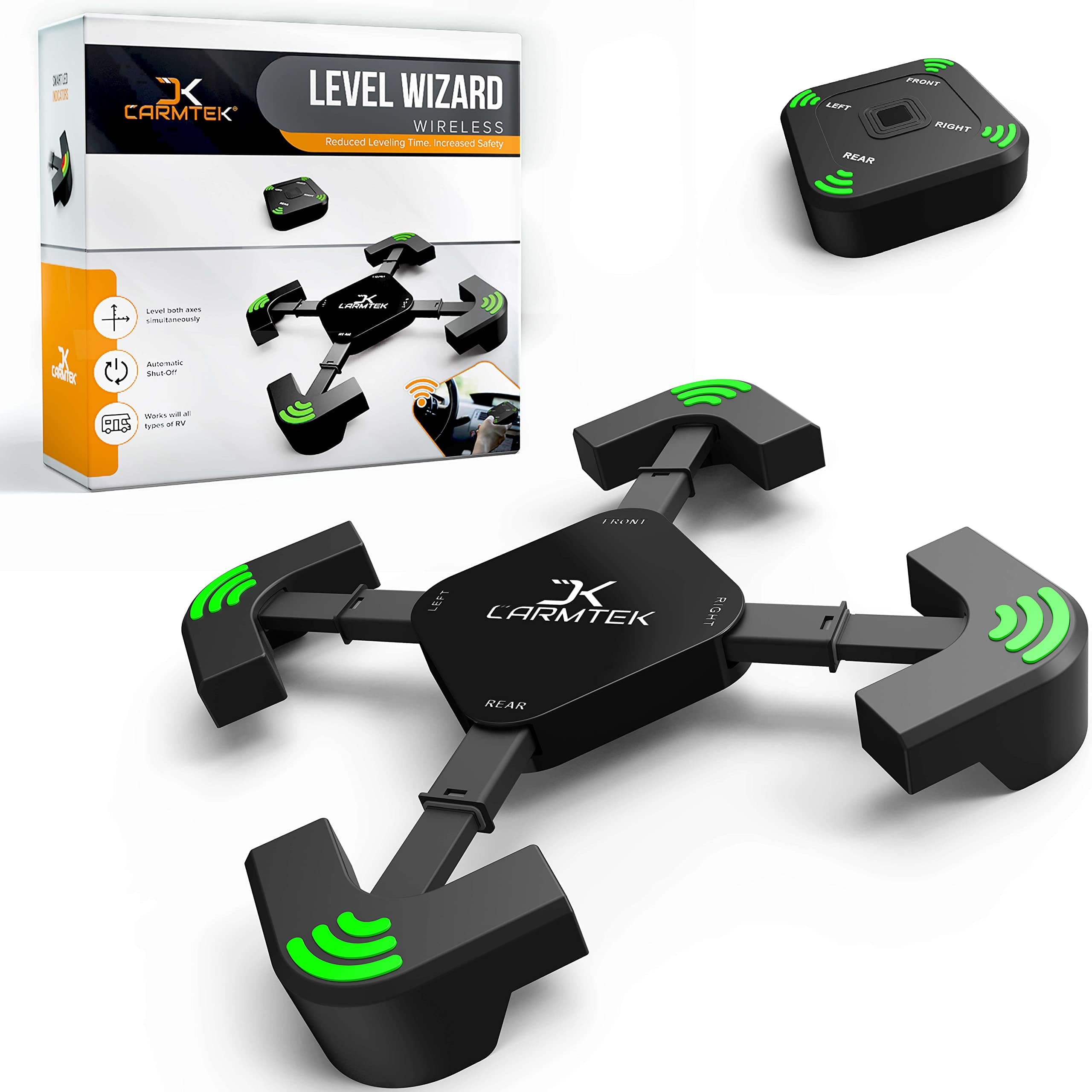 CARMTEKLevel Wizard v2.0 - Wireless RV Leveling System | 2022 Camper Leveling System with Extensible Legs for an Accurate Leveling | Fast & Easy Way to Level Your RV