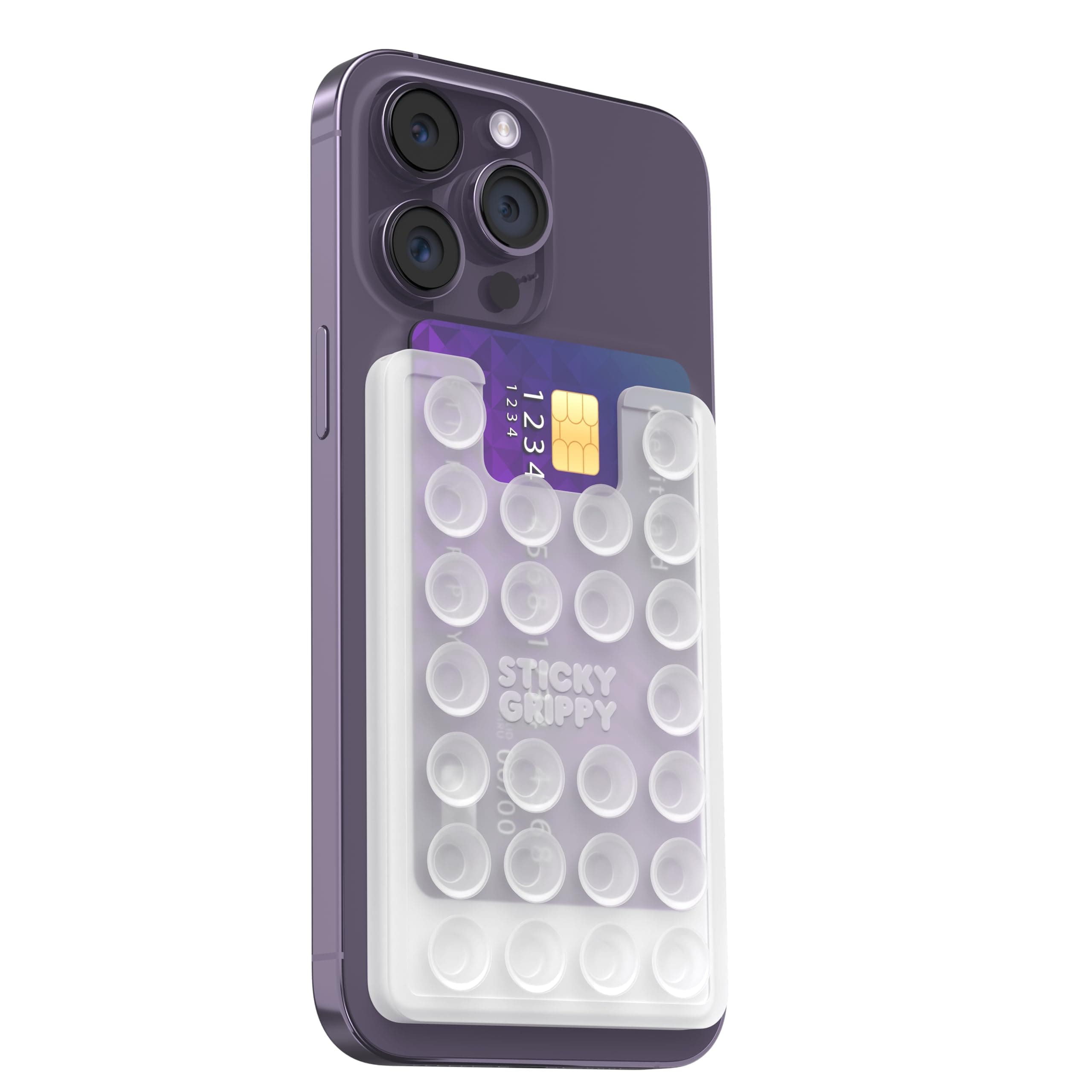 Suction Card Holder Mount, Wallet, Silicon Adhesive Accessory for iPhone and Android, Hands-Free Mirror Shower Holder, TikTok Videos and Selfies (Translucent) SG2