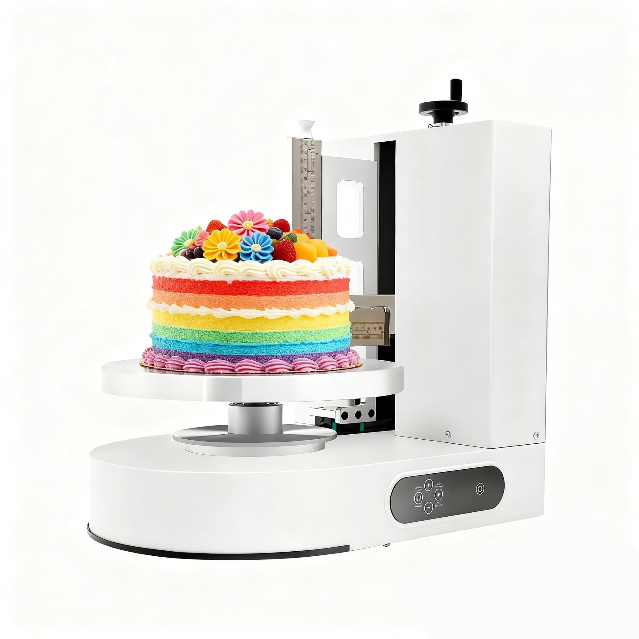 Cake Decorating Coating Machine 110-220V, Electric Cake Cream Spreading Machine Applicable 4-12in Cake, 60-320rpm Adjustable Birthday Cake Cream Smooth Coating Decoration Machine (White)