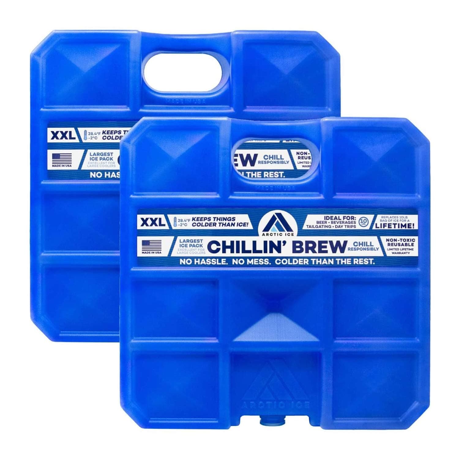 Arctic Ice Chillin' Brew Series Long Lasting High Performance Ice Pack for Beer, Beverages, Tailgating, Day Trips and More - Freezes at 28 Degrees (2-Pack)