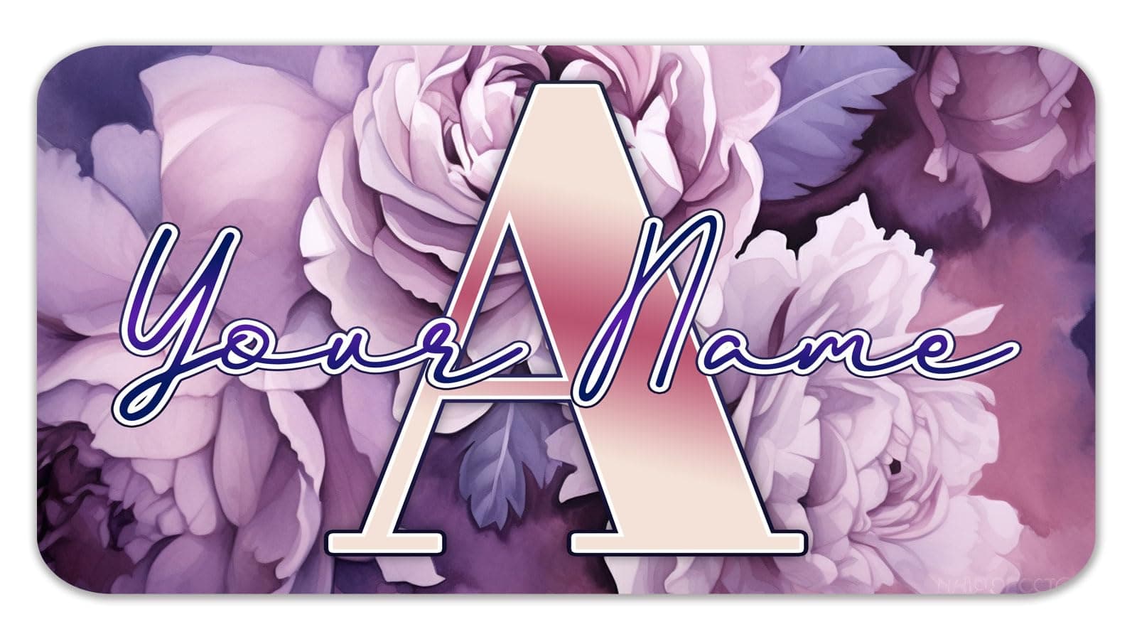 Bleu Reign Personalized Pet Feeding Mat Gradients Pattern Design Purple Floral Monochromatic 12x18 inches Ultra Absorbent