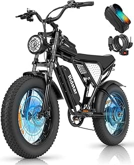 Electric Bike for Adults, 𝟭𝟬𝟬𝟬/𝟭𝟮𝟬𝟬/𝟭𝟱𝟬𝟬/𝟮𝟬𝟬𝟬𝗪,25/30/35MPH Dirt Bike, 48V 15/20AH,52V 40AH Removable Battery, Max 50-180Miles Motorcycle, 20" Fat Tire Ebike, 7-Speed & UL2849