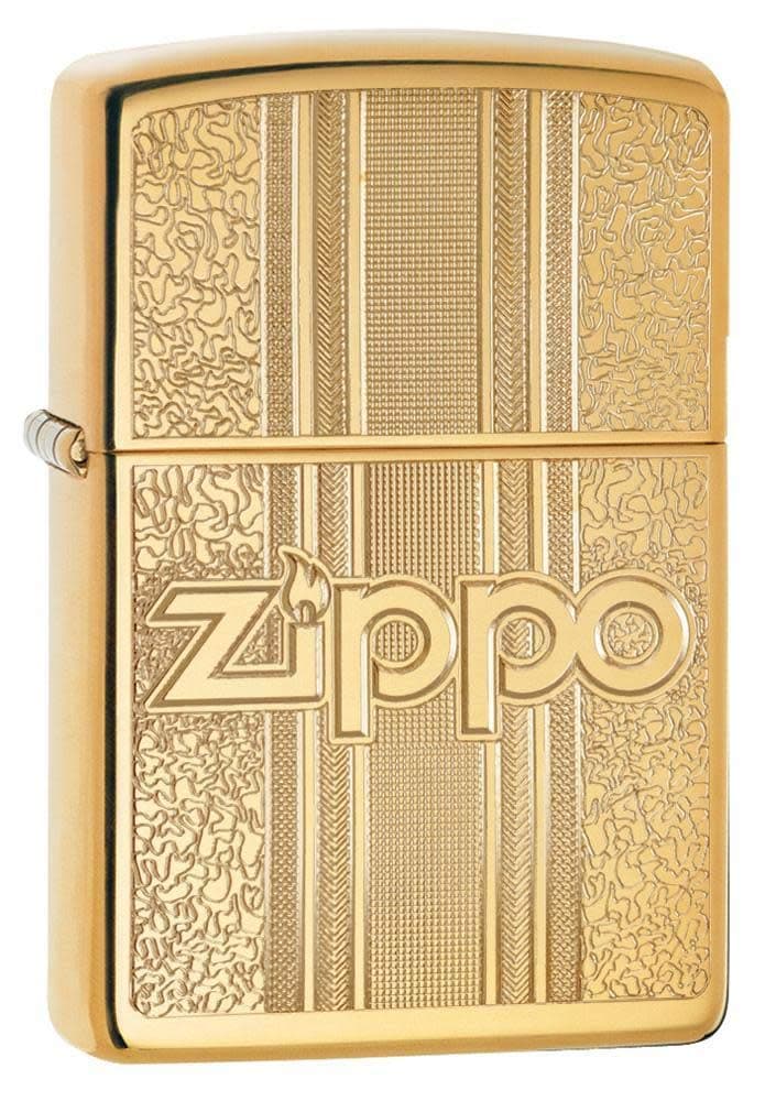 Unisex's Pattern Design Windproof Lighter, High Polish Brass, Regular