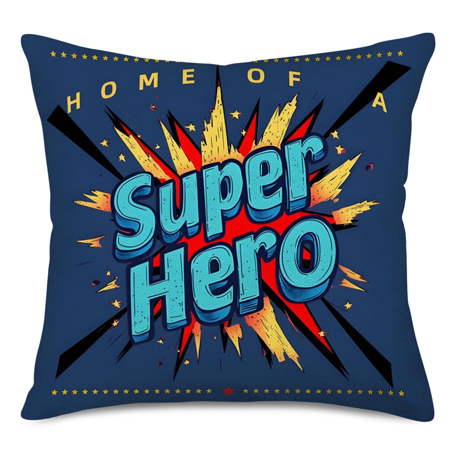 Super Hero Quote Throw Pillow Case Cushion Cover Exclamation Pattern Decorative Square 18x18 Inch Pillowcase Best Gift (Super Hero-Blue)