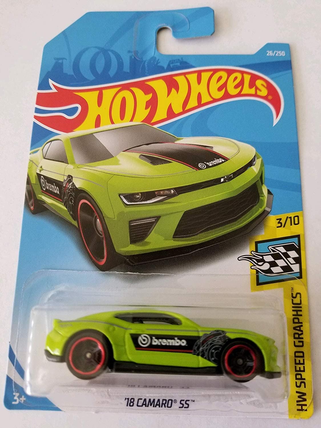 Mattel Hot Wheels 2019 Mainline Hw Speed Graphics 26/250: '18 Camaro SS [Green] - Int. Card
