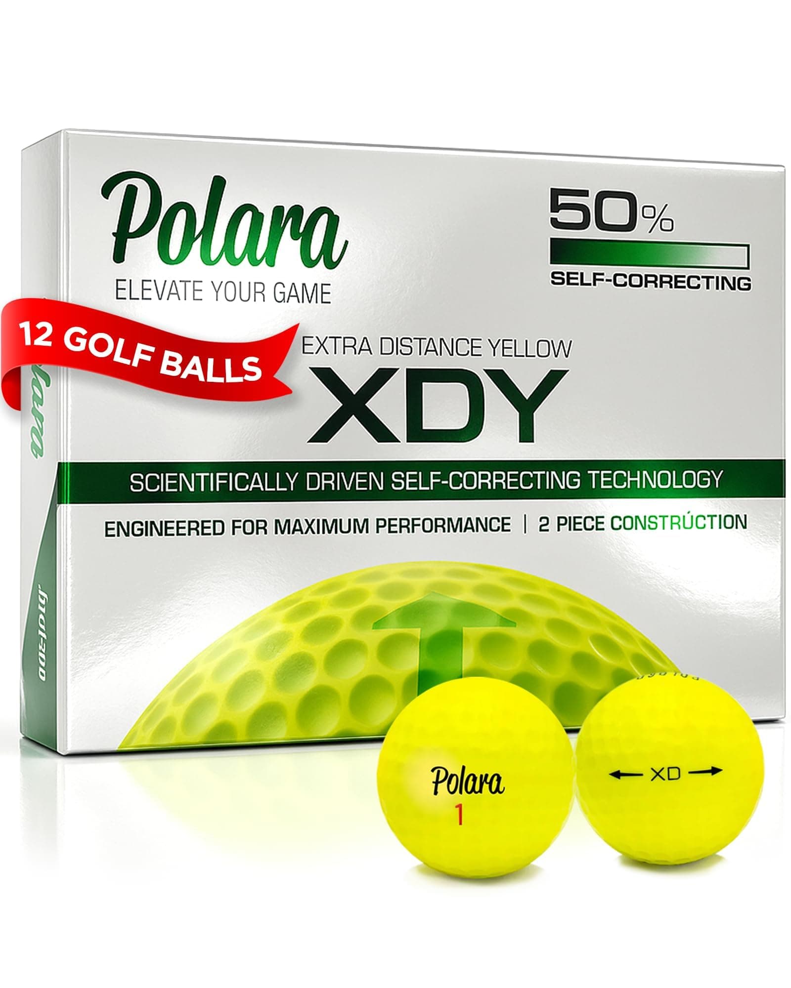 Polara Ultimate Straight, Extra Spin, Extra Distance, and Extra Distance & Spin Premium Golf Balls | Hook and Slice Correction | Perfect for Recreational Golfers | 1 Dozen Balls