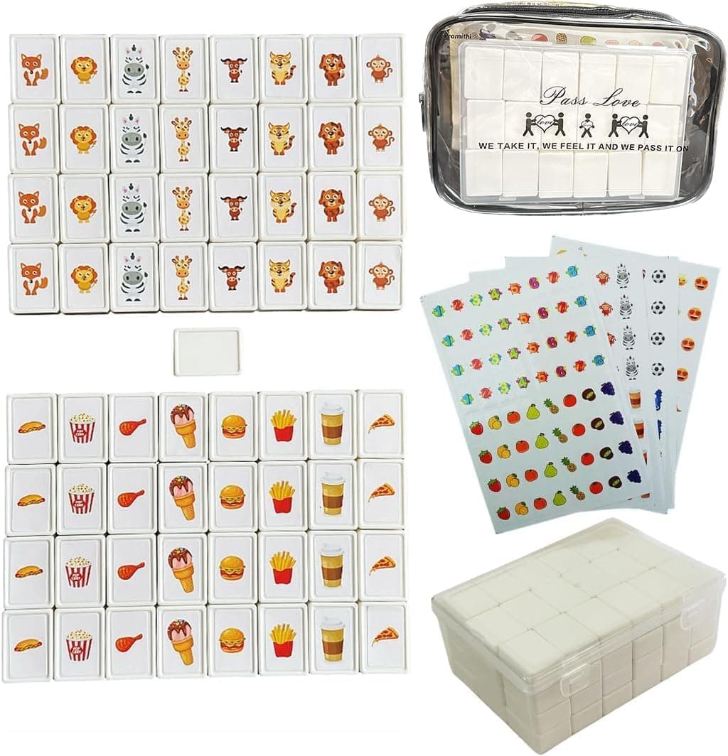 Seaside Tiles Escape Game - 65 Blocks, ABS Plastic, 4 DIY Stickers, Mahjong Style, Kids Attention Exercise