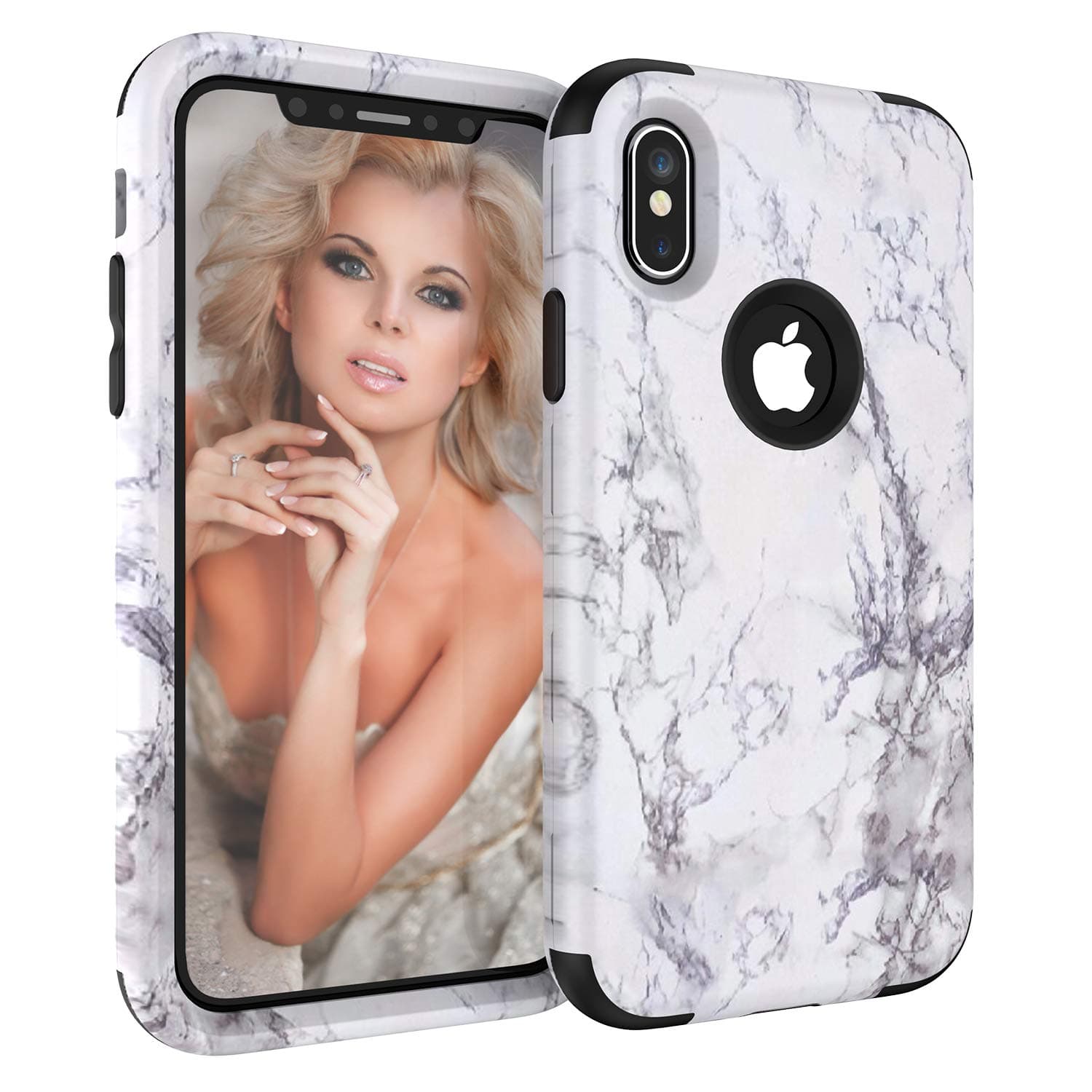 SUMOON Case for iPhone Xs Max, 3-Layers Hybrid Sturdy Armor Shockproof Scratch Resistant Hard PC & Soft Silicone Bumper Full-Body Combo Protective Case for Apple iPhone Xs Max 2018 (Black)