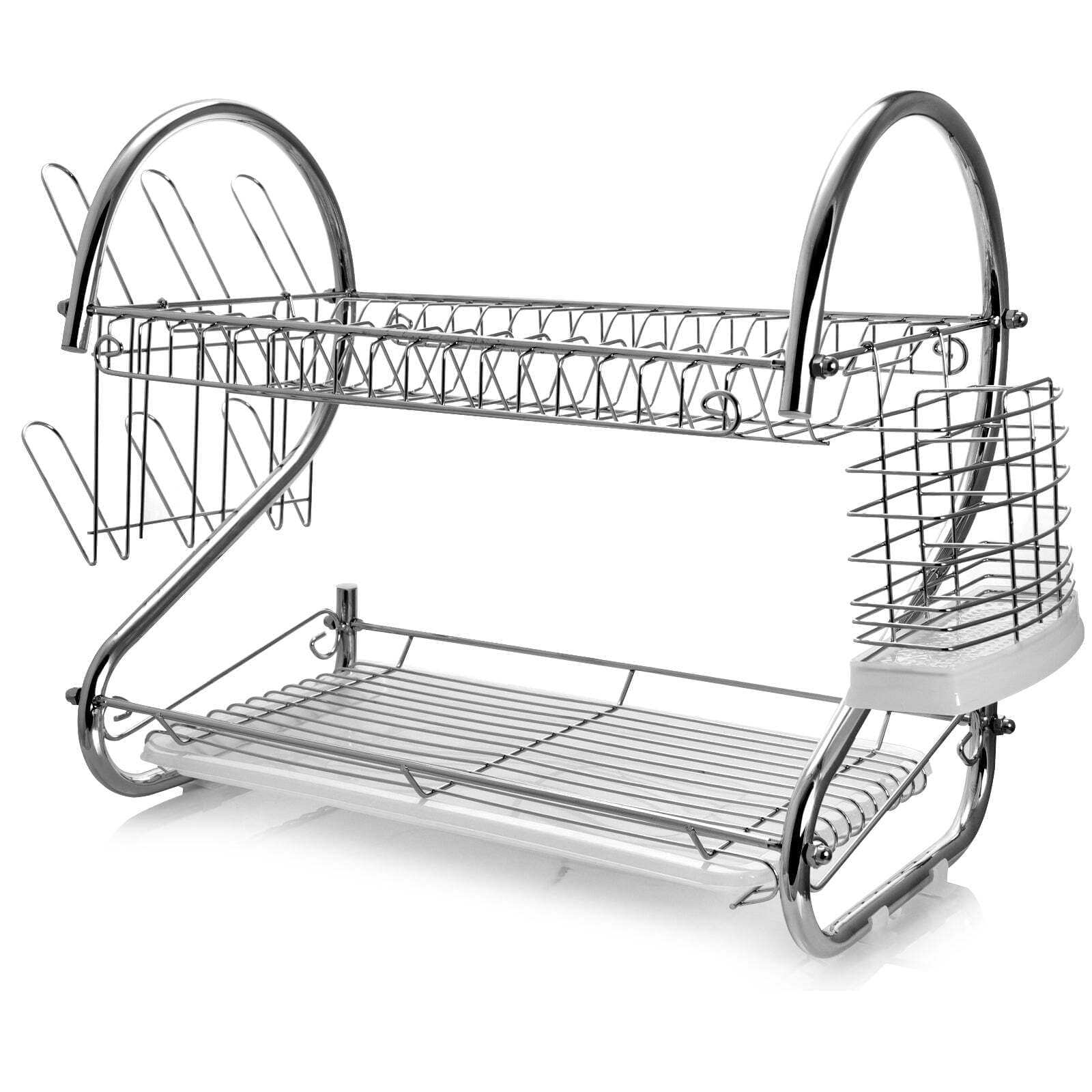 Mega Chef Two Shelf Metal Dish Rack with Easily Removable Plastic Draining Tray for the Kitchen Countertop