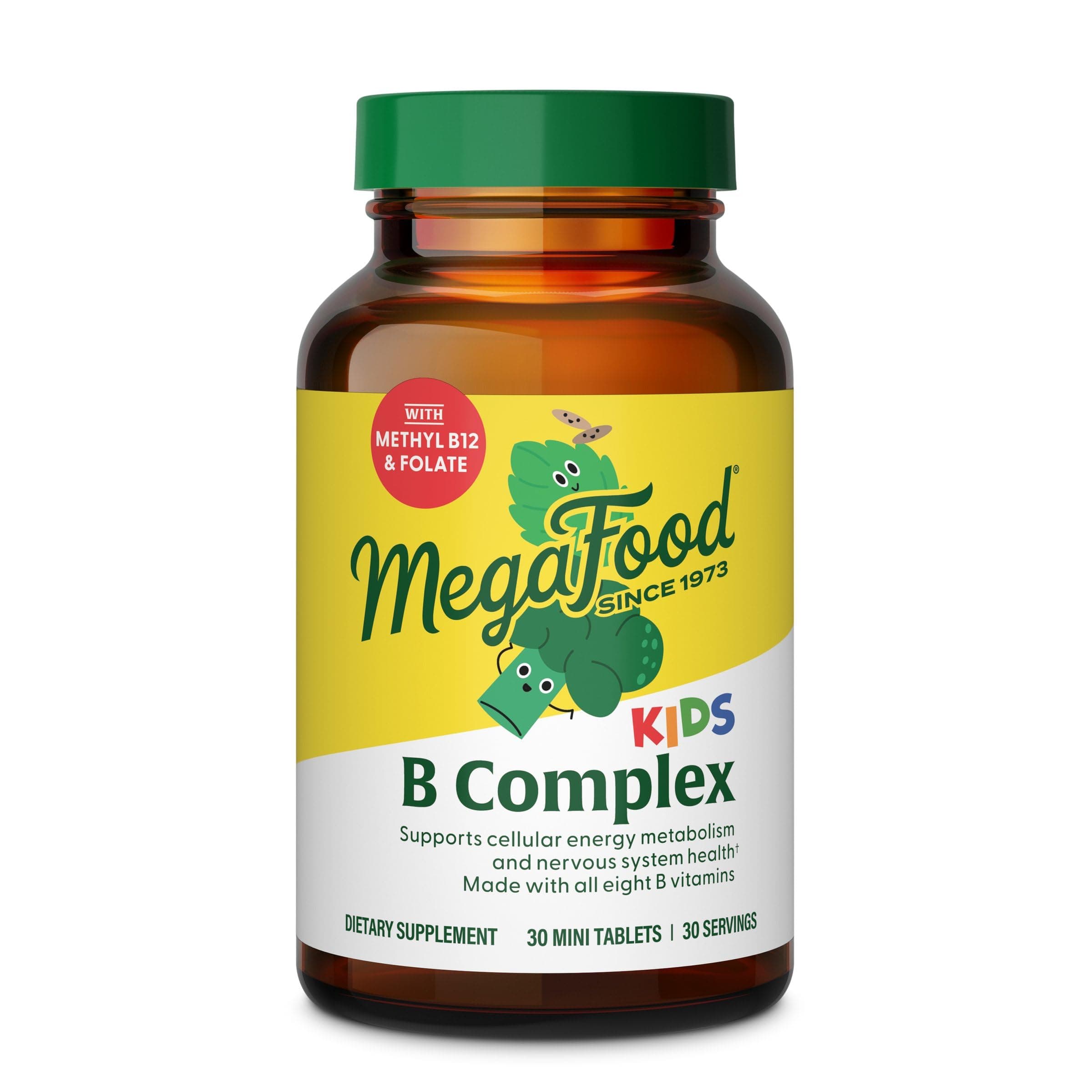 MegaFood Kids B Complex-B Complex Vitamin Supplement-8 B Vitamins-Vitamin B6,Vitamin B12,Folate,Biotin & More-Supports Cellular Energy Production- Vegetarian,Gluten Free-30 Mini Tabs-1 Month Supply