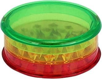 Plastic Grinder 60 mm Three Parts Including Storage Choose Your Favourite Colour (Rasta) for Pine Nuts and Chilli Peppers, 1x