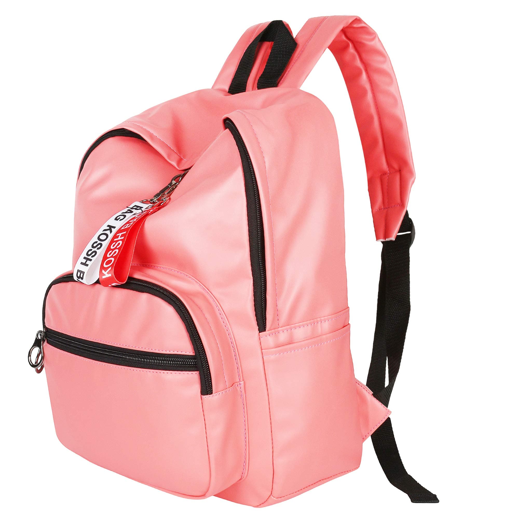 PU Leather Canvas Backpack - Durable and Light Weight - 14 inch Laptop Bag for School College Office - Waterproof Cute Bagpack for Girls Women (Pink)