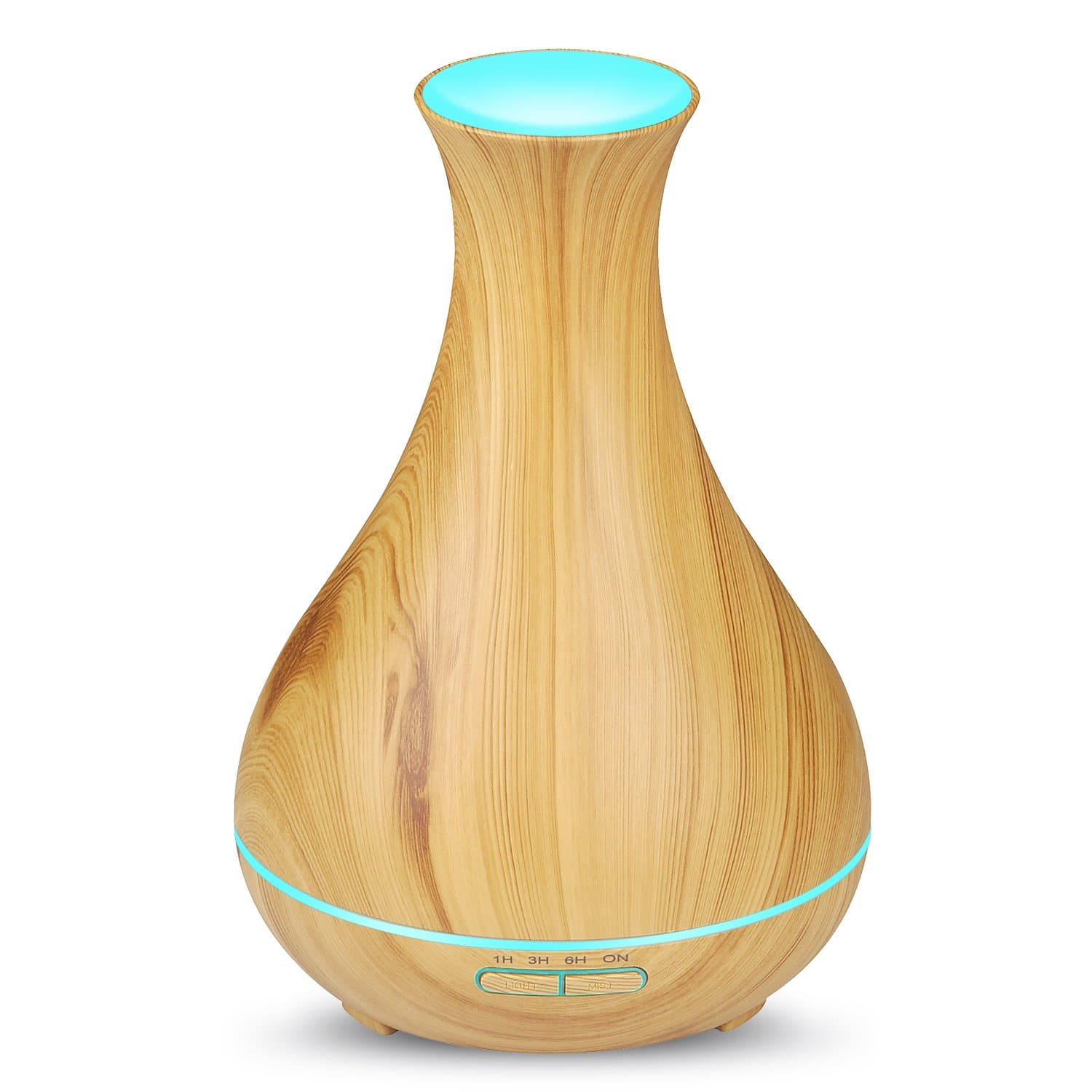 OliveTech 400ml Aroma Essential Oil Diffuser, Ultrasonic Wood Grain Aromatherapy diffuser with 7 Color LED Lights and Waterless Auto Shut-off