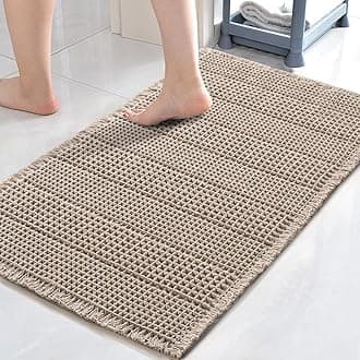 H.VERSAILTEX Upgraded Waffle Bath Mat Super Absorbent Bathroom Mats Non Slip Bath Rugs for Bath Floor Machine Washable Dry Fast Bathroom Rugs for Beside Tub, 17" x 24", Irish Cream