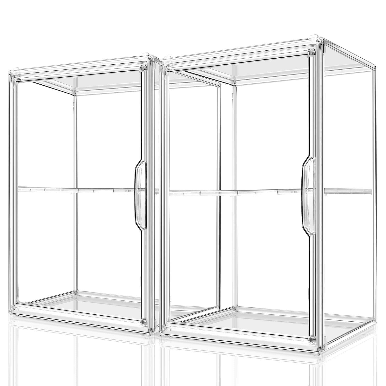 2Pack Makeup Organizer Storage, Large Capactiy Acrylic Bathroom Organizer, Clear Cosmetics Organizer Bins with Division Board for Vanity, Skincare, Countertop Storage and Display Case