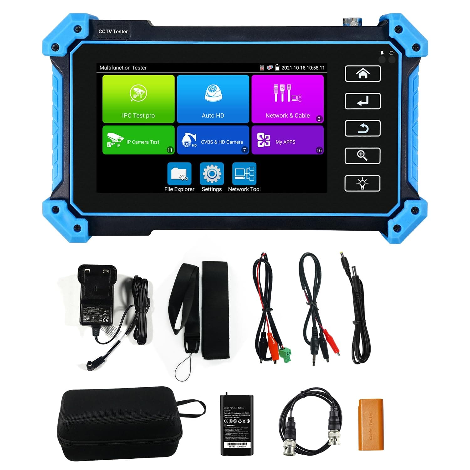 IP Camera Tester with PoE, CCTV Camera Tester 4K H.265 CVI TVI AHD Analog Camera Tester 5.4inch Touchscreen RJ45 Cable TDR Tester RS485 HDMI in VGA in (IPC-5100 Plus)