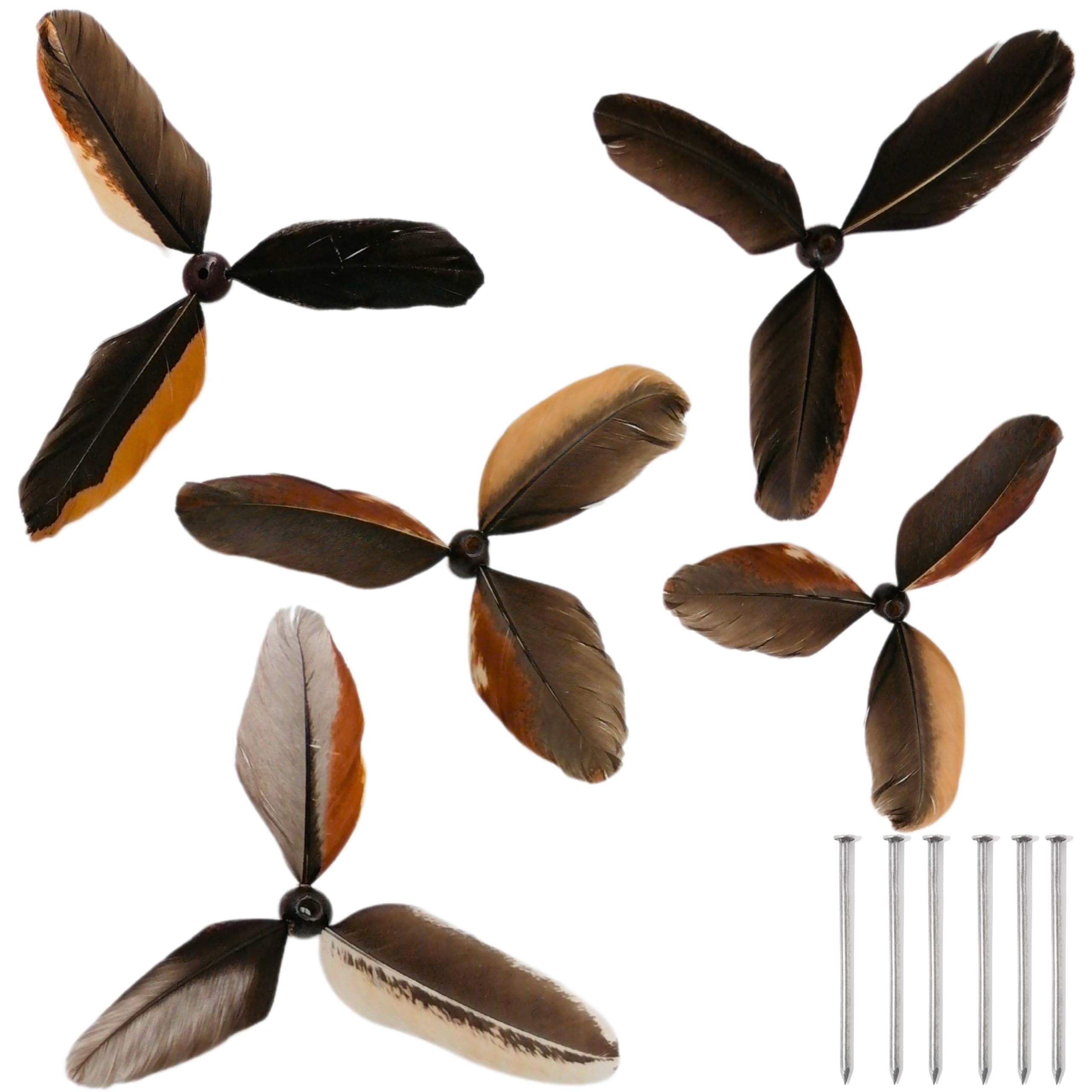 FOREVER 1 5 PCS Replacement Feathers Accessories for Bird’s Wings or Tails DIY Hanging Wind Spinner, Whirligig Pinwheel Windywings Black Or Brown Or White