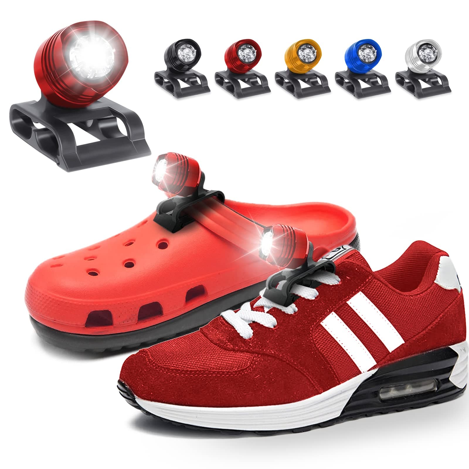 Headlights for Crocs, Croc Headlights for Shoes, Croc Flashlight Attachment, 2Pcs Croc Lights for Shoes, Running Lights for Runners, Used for Dog Walking, Handy Camping, IPX5 Waterproof