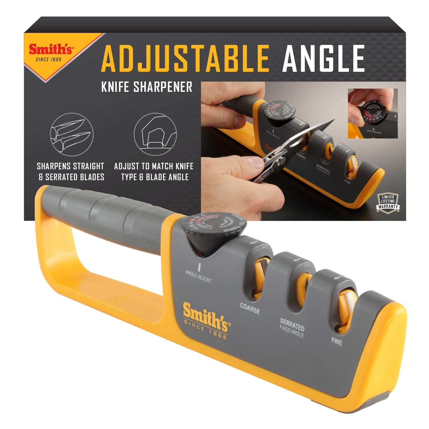 Smiths Adjustable Manual Knife Sharpener Gray/Yellow S-50264