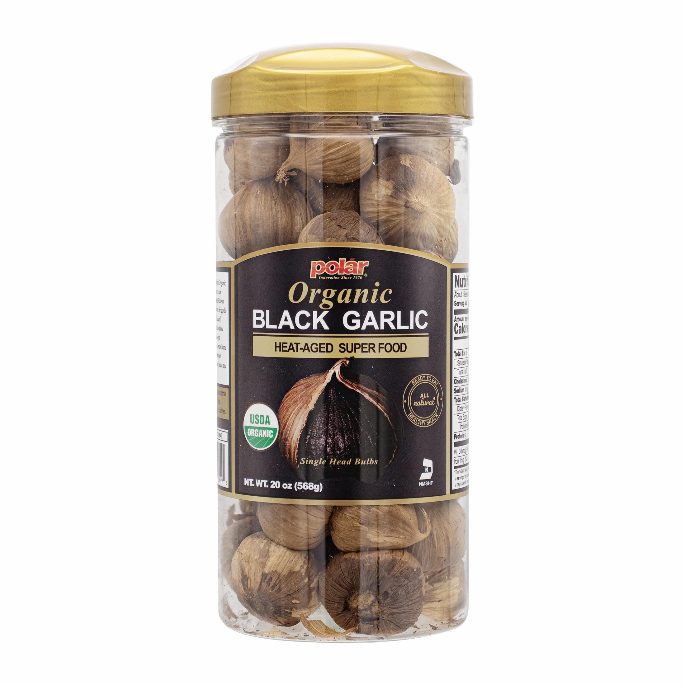 USDA Organic Black Garlic 20 oz (Pack of 1), Whole Bulbs, Easy Peel, All Natural, Chemical Free, Kosher Friendly Ready to Eat Healthy Snack