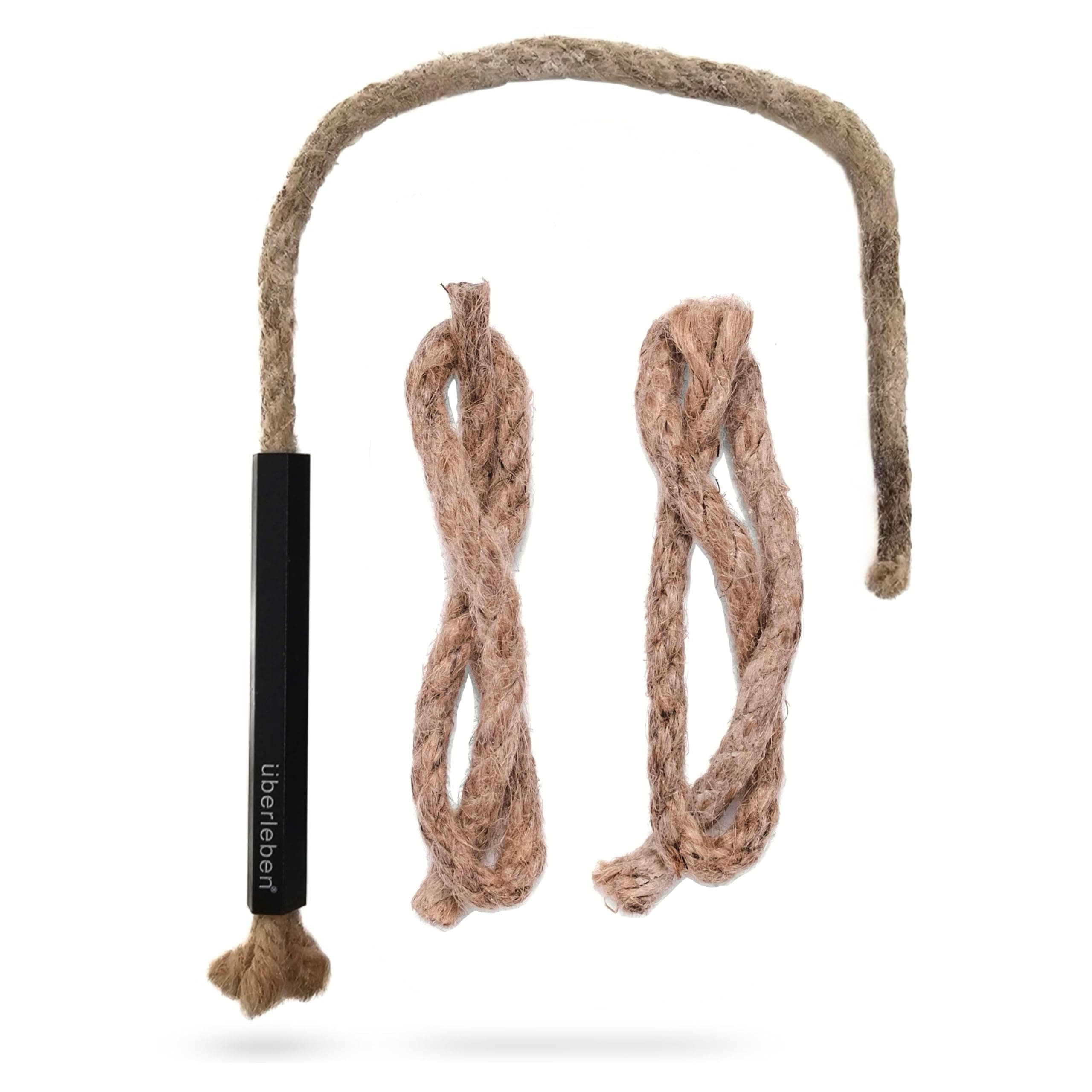 Überleben | Tindår Tinder Fire Starter Kit – 3 Paraffin-Wax Hemp Wicks & Aluminum Bellow Sleeve – 60 Min Burn, Waterproof Rope Match Fire Starter – Camping Essentials