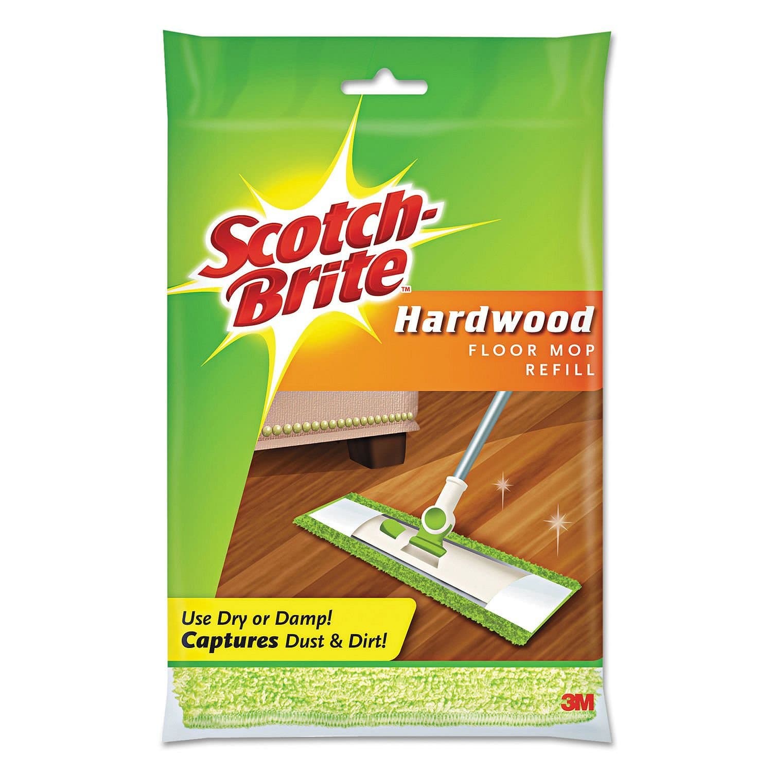 3M 3M-M-005-R-2 Scotch Brite Microfiber Hardwood Floor Mop, Green