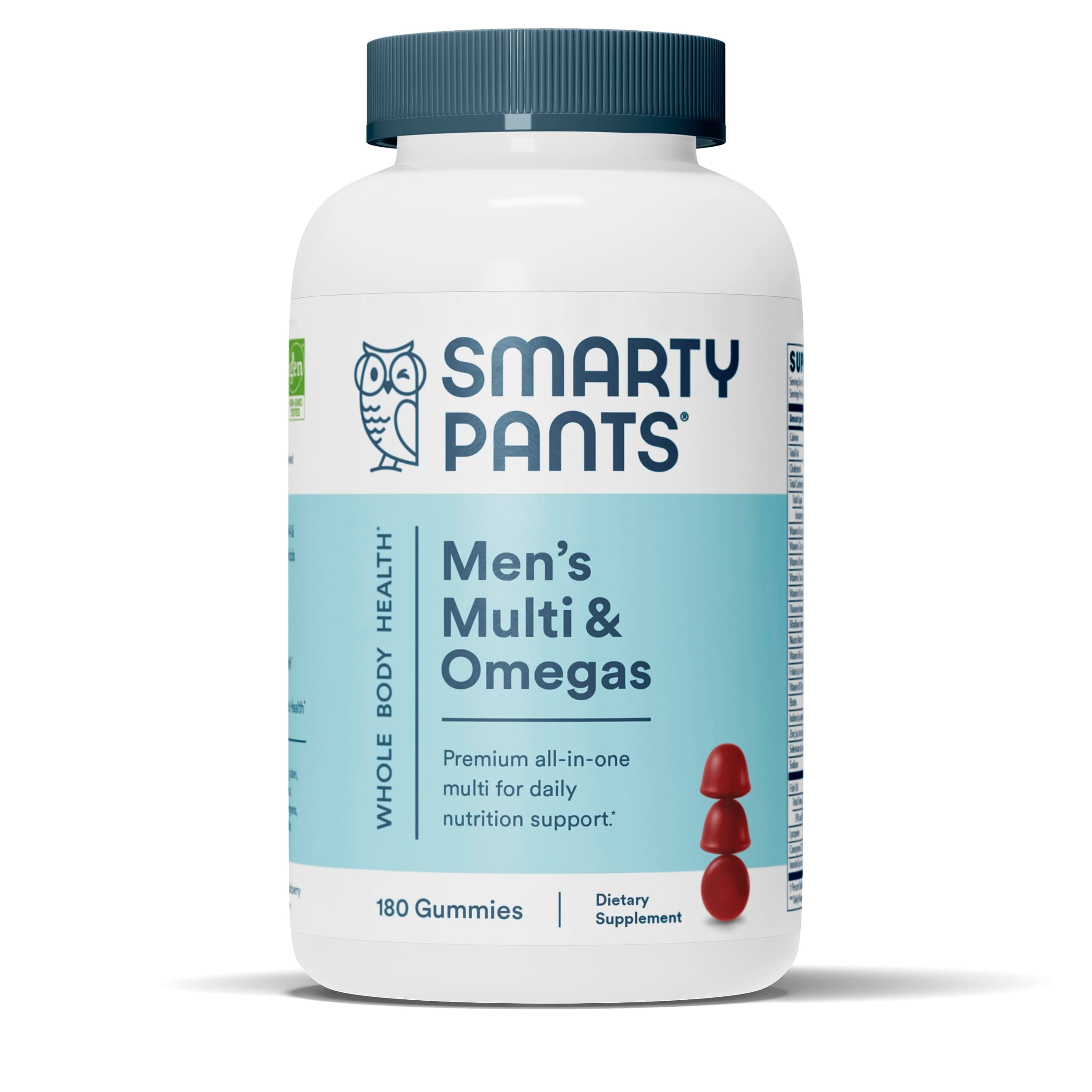 SmartyPants Multivitamin for Men, Gummies: Omega 3 Fish Oil (EPA/DHA), Methylfolate, CoQ10, Vitamin D3, C, Vitamin B12, B6, A, K & Zinc for Immune Support, Biotin, 180 Gummies (30 Day Supply)