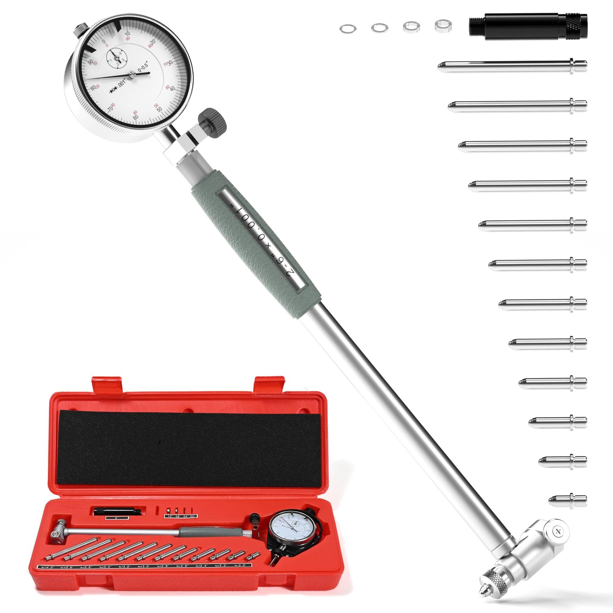 Dial Bore Gauge 2"-6" / 0.001" Engine Hole Cylinder Measurement Gage Inside Micrometer Dial Indicator for Bore Measure Cylinder Tool Kit