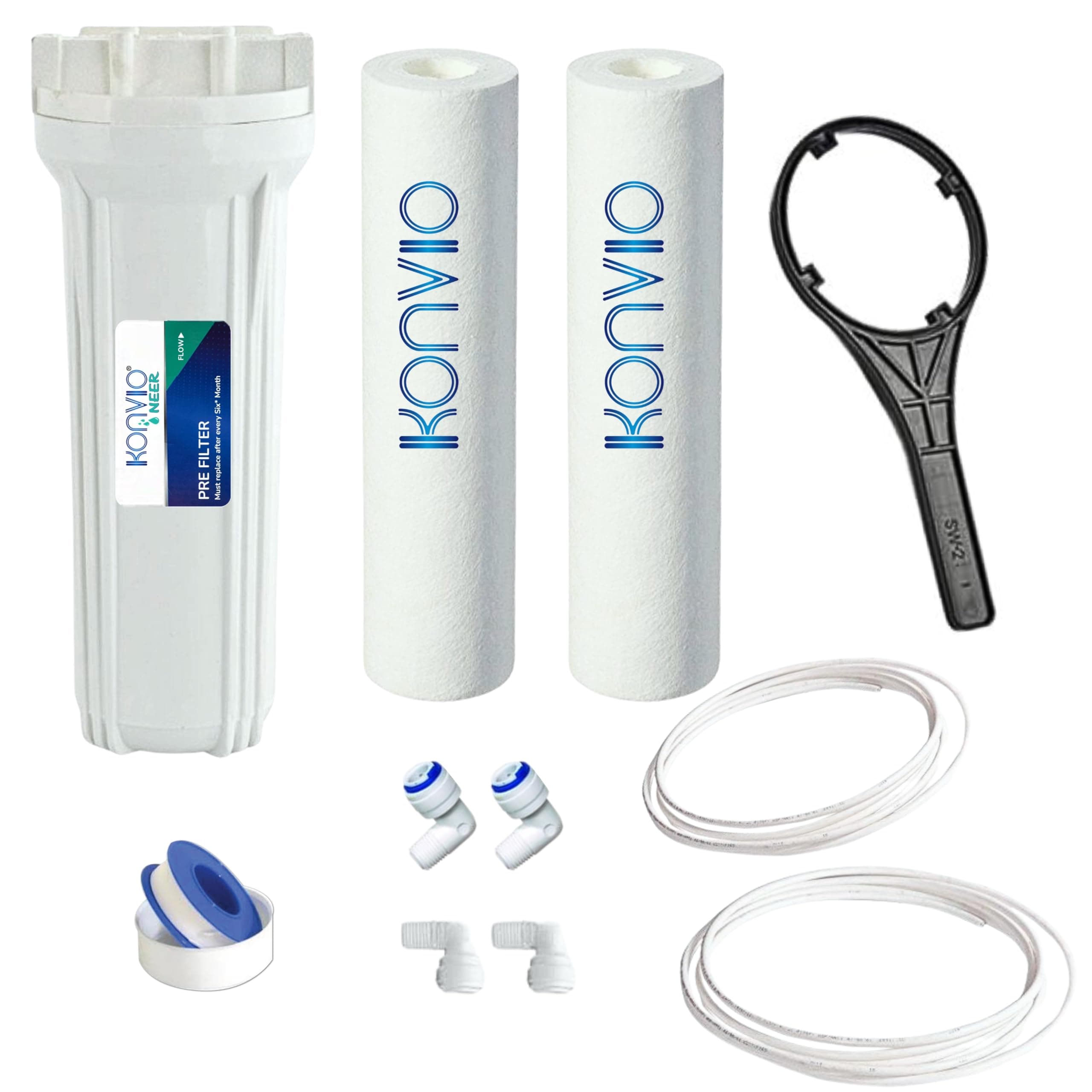 Konvio Neer Water Purifier Pre-Filter Kit with Spun (Prefilter + Filter Housing + 2 Elbow + Pipe)