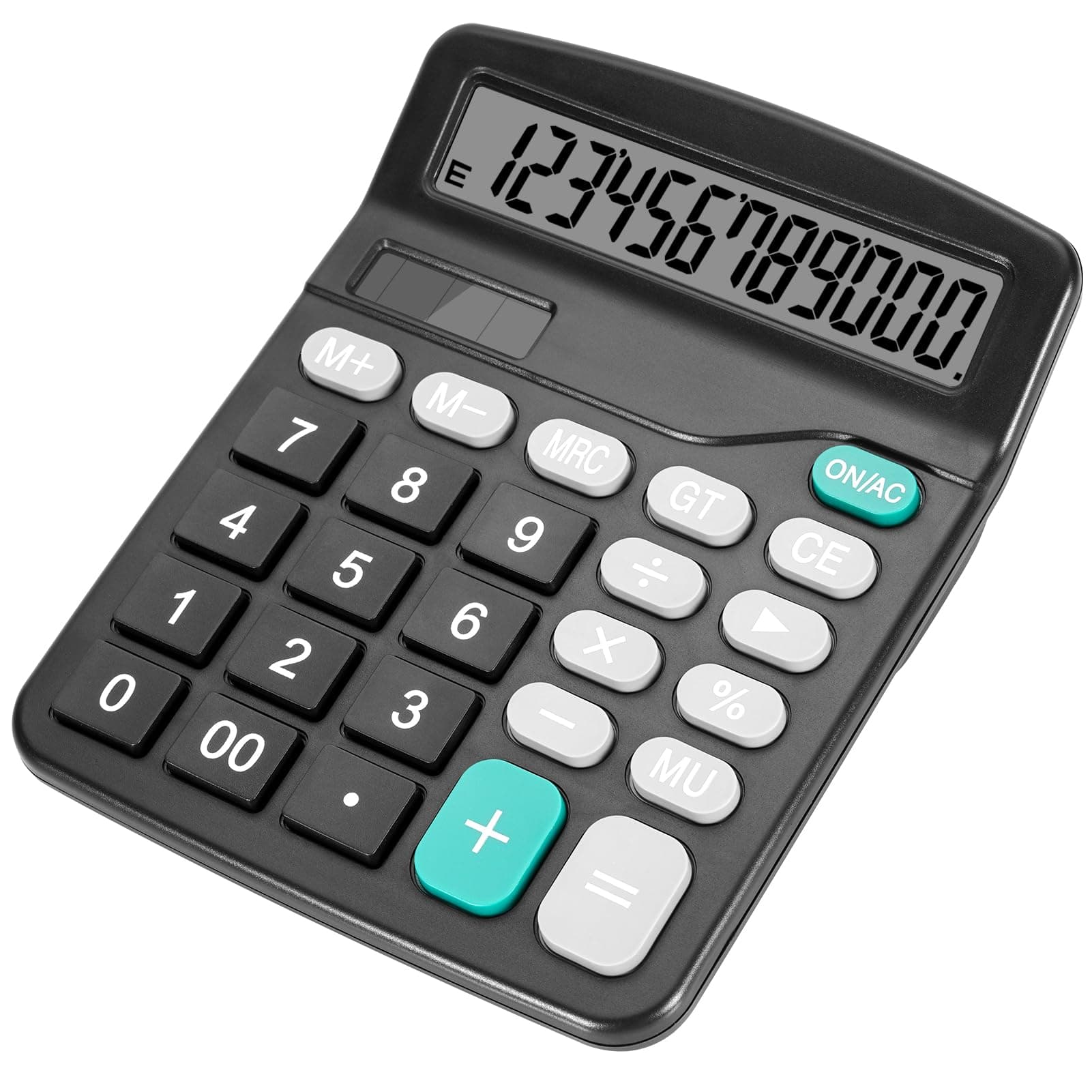 Desktop Calculator with Big Buttons, Dual Power Source, Solar and Battery, Large Display Screen - Perfect for Office, Teachers, and Students (Black)