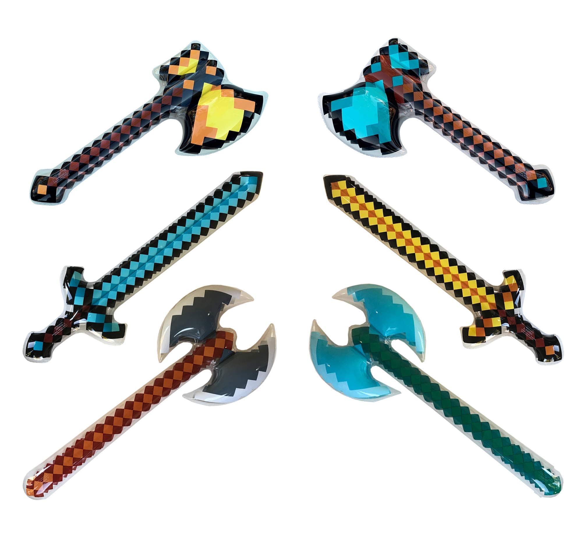 Inflatable Army 6-Pack: 2 Swords, 2 Axes, 2 Hatchets - Kids' Fantasy Adventure Toys