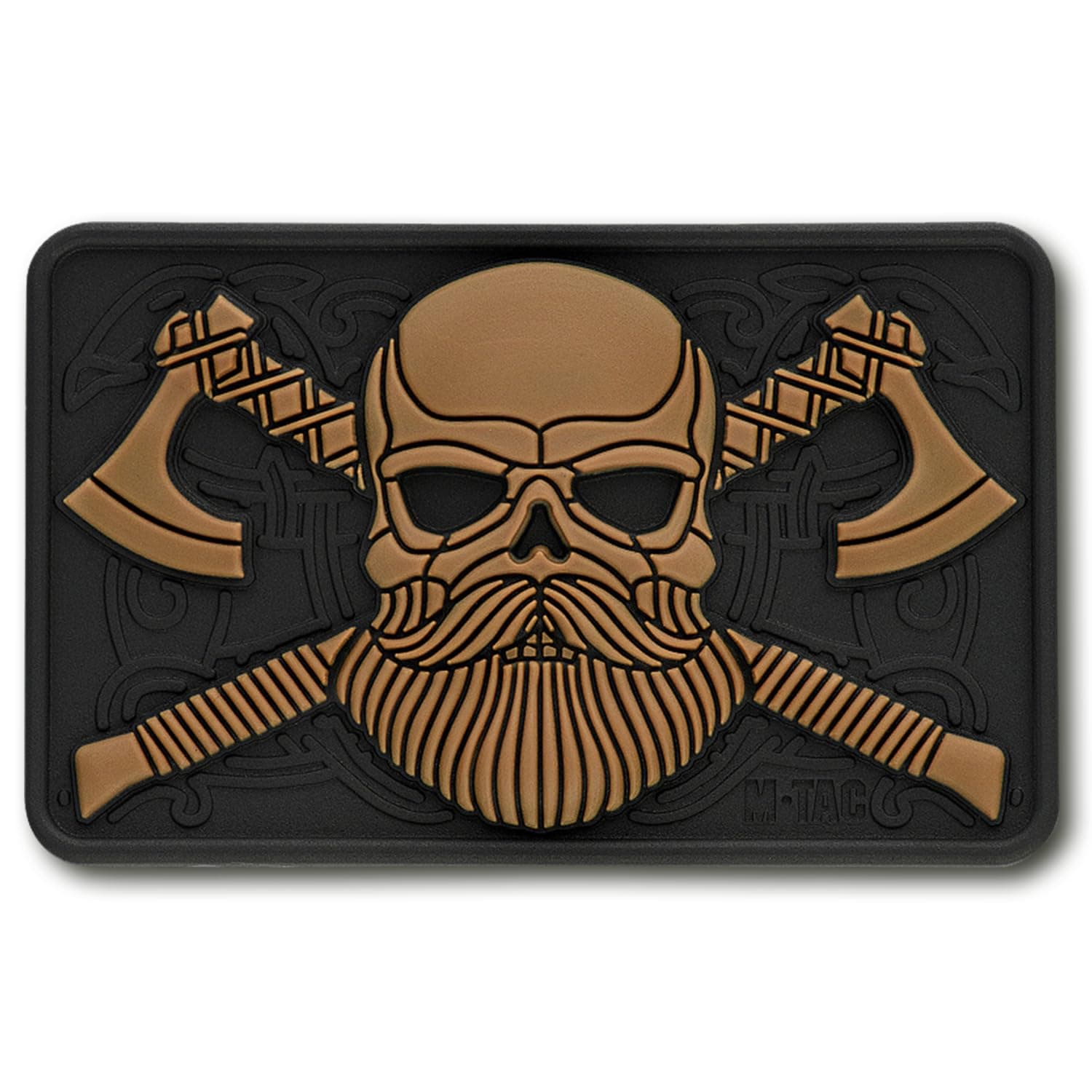 M-Tac Morale Patch Beard Skull Tactical Patches 3D PVC Hook Fasteners (Black/Coyote)